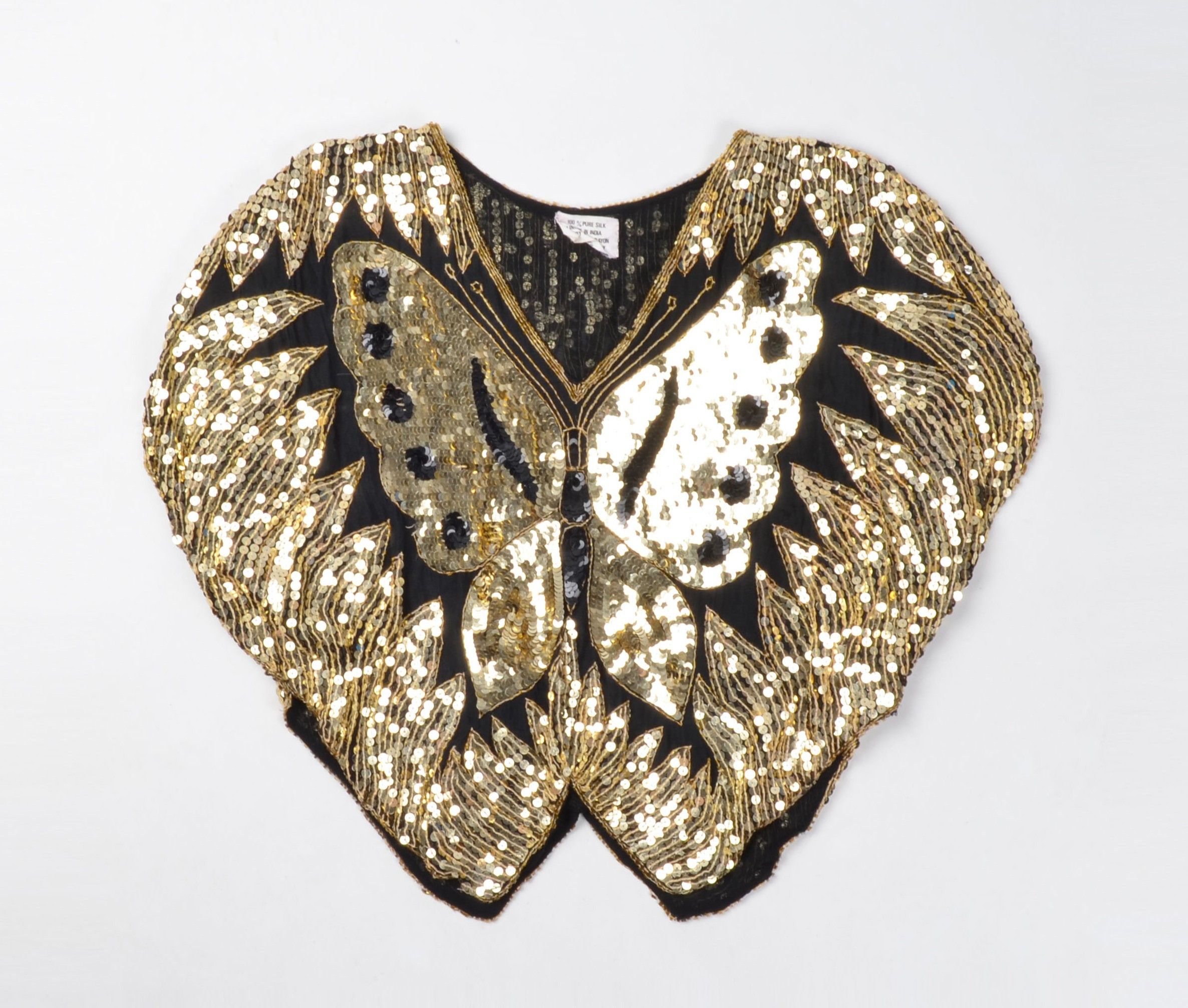 Other Vintage Y2K Fairy Butterfly Sequin Beaded Silk Blouse Top Size ONE SIZE - 4 Thumbnail