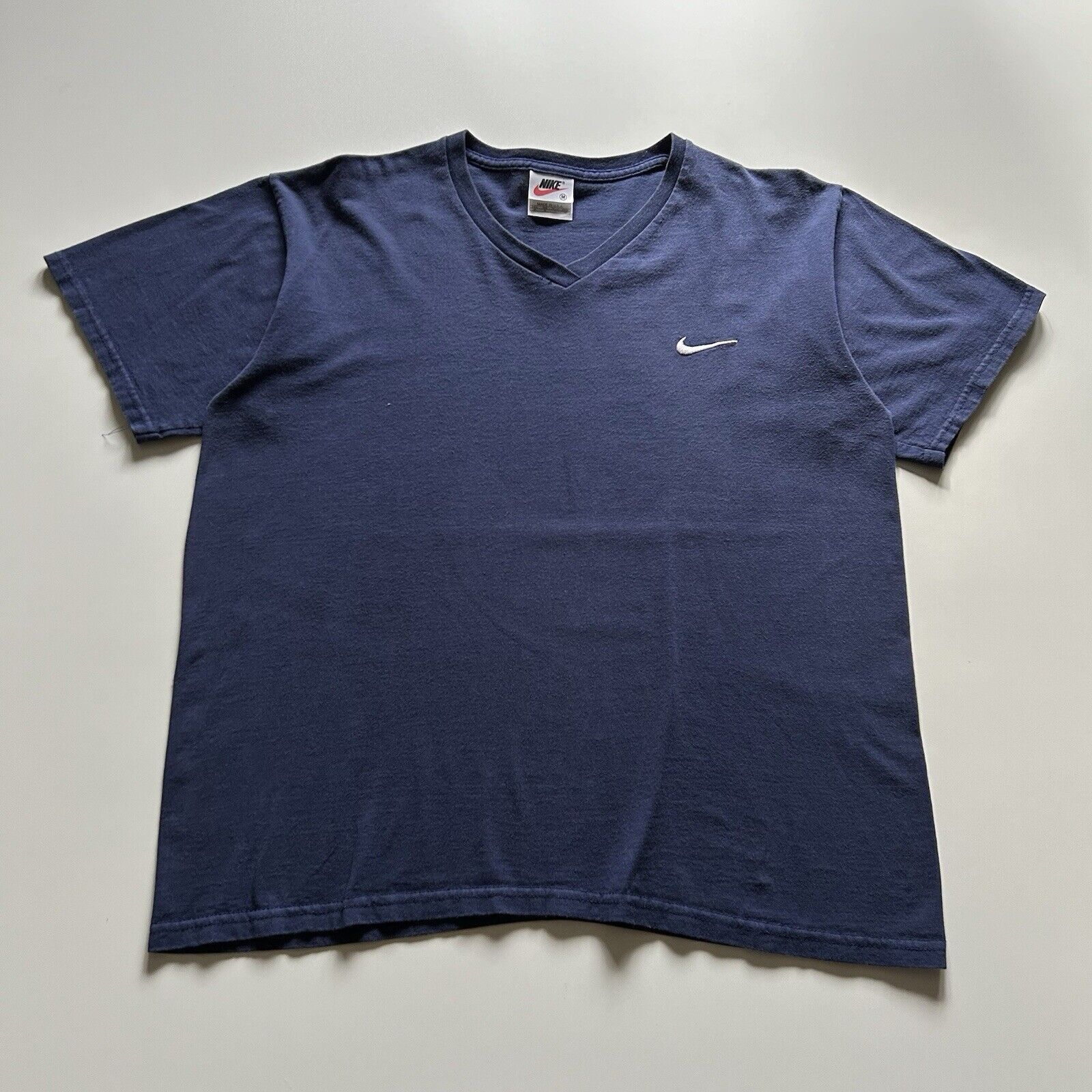 Nike Vintage 90s Nike Air Swoosh Basic V Neck T Shirt Medium Blue Size US M / EU 48-50 / 2 - 1 Thumbnail
