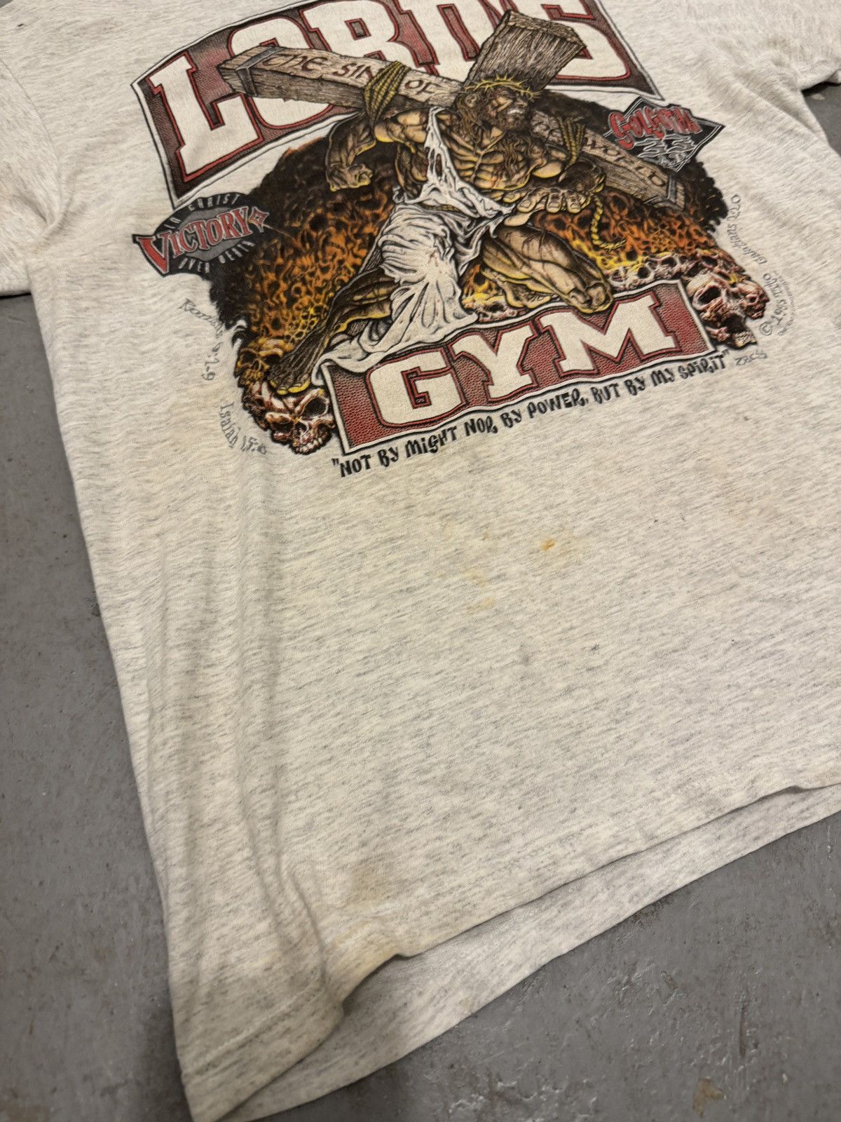 Vintage *RARE* VTG 1995 LORD’S GYM GOD BODYBUILDING NO SWEAT TEE Size US M / EU 48-50 / 2 - 13 Thumbnail