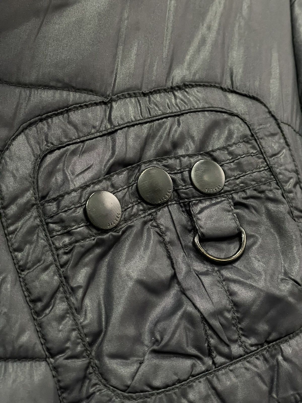 Diesel Diesel Black Puffer Jacket Biker Zipper Style Y2K Goth Size S / US 4 / IT 40 - 7 Thumbnail