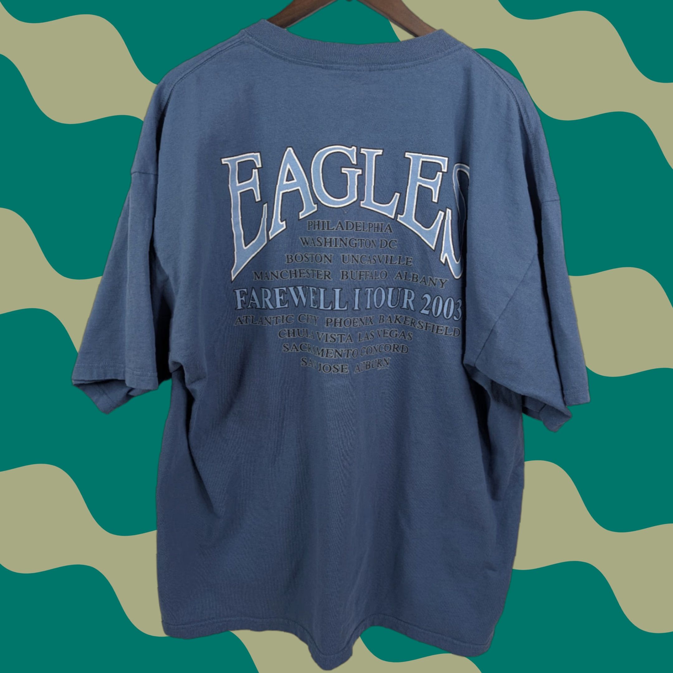 Gildan VINTAGE Eagles 2003 Farewell Tour Double-Sided Blue T-Shirt 2XL Mens Size US XXL / EU 58 / 5 - 1 Thumbnail