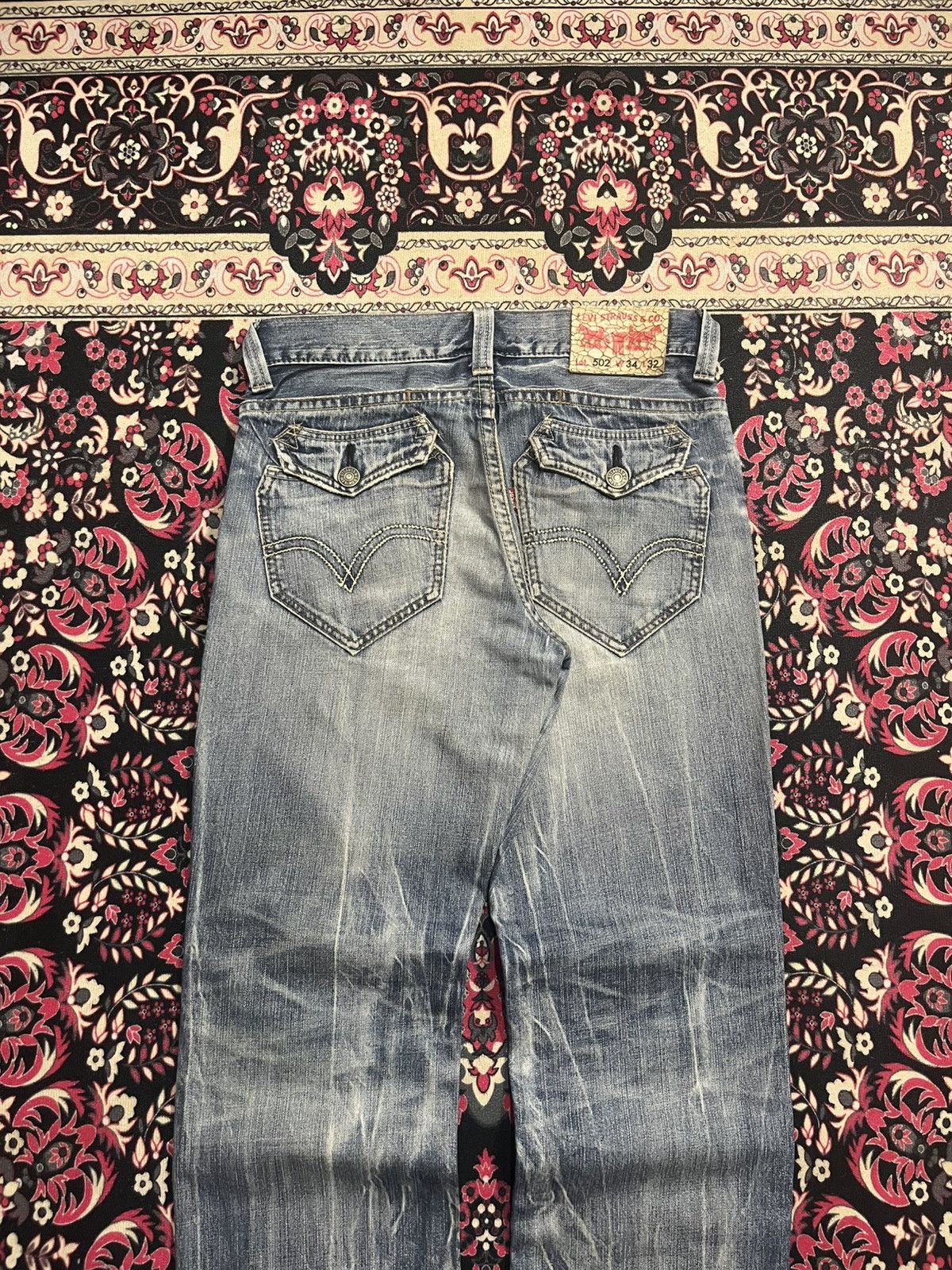 Levi's ⚡️Loose Fit⚡️Vintage Levi’s 502 Blue Faded Washed Smokey Jeans Size US 34 / EU 50 - 6 Thumbnail