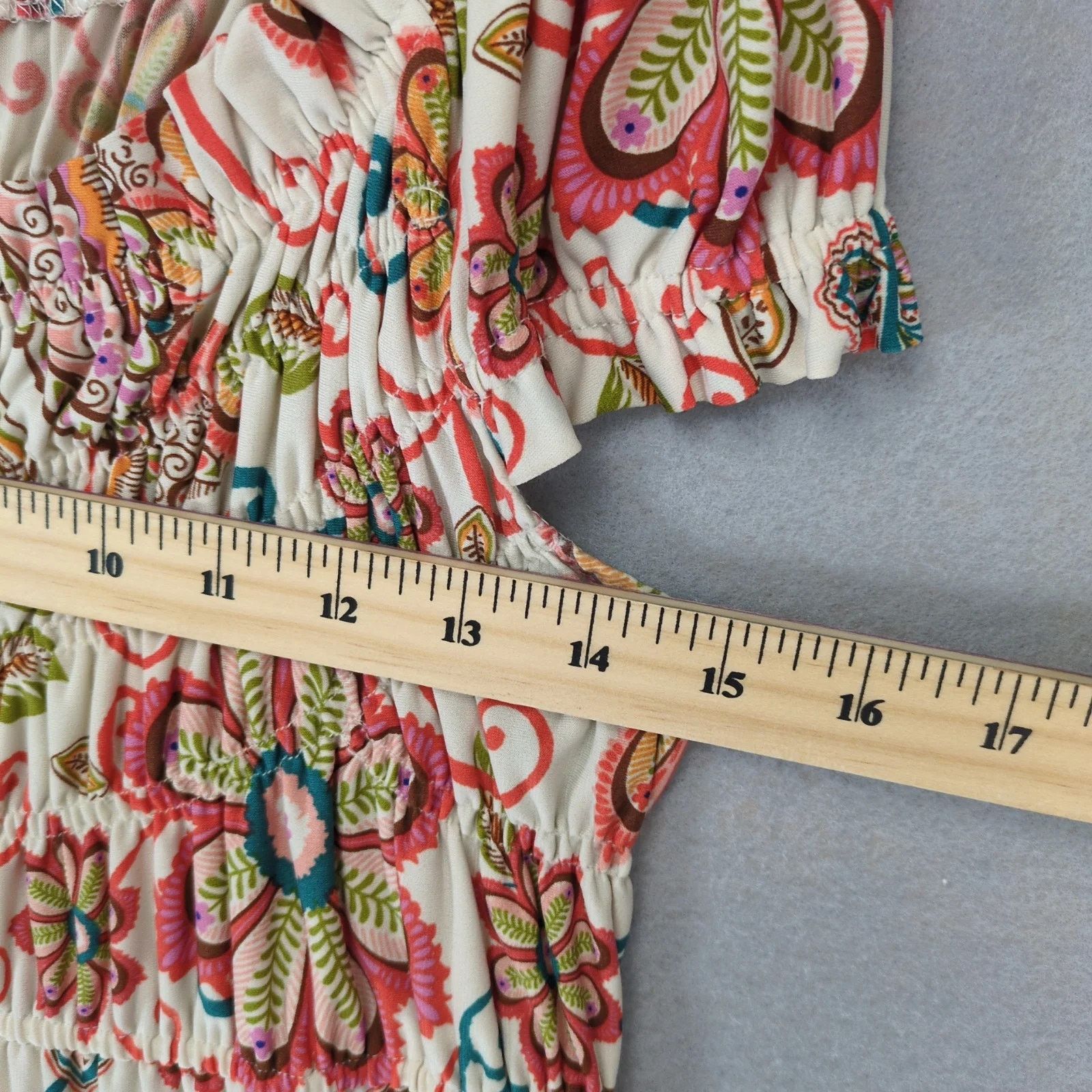 Other London Times Floral Smocked Midi Dress Sz 12 Ruffled Trim Size XL / US 12-14 / IT 48-50 - 3 Thumbnail