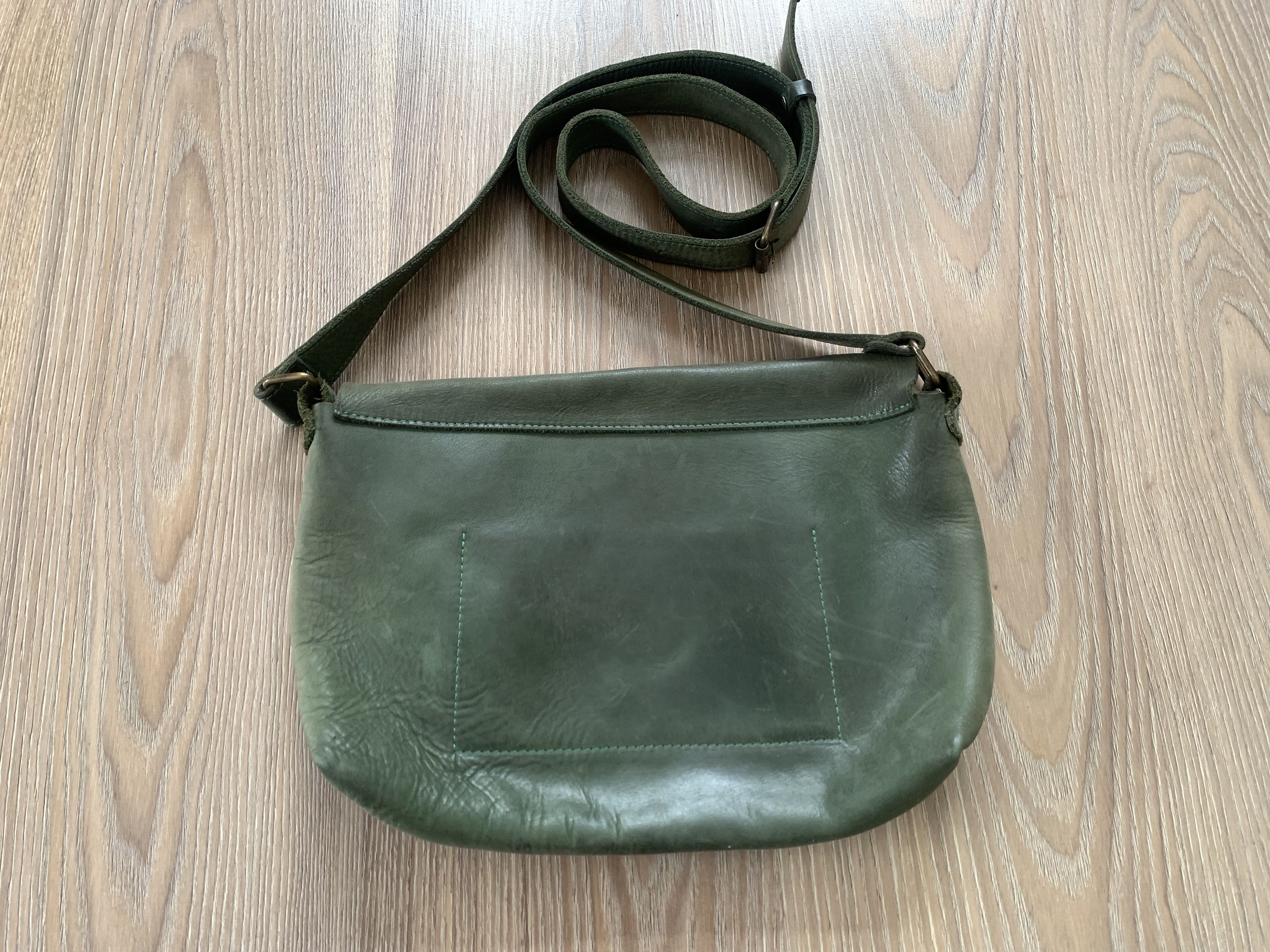 Other Hand Made Retro Vintage Green Leather Courier Messenger Bag Size ONE SIZE - 4 Thumbnail