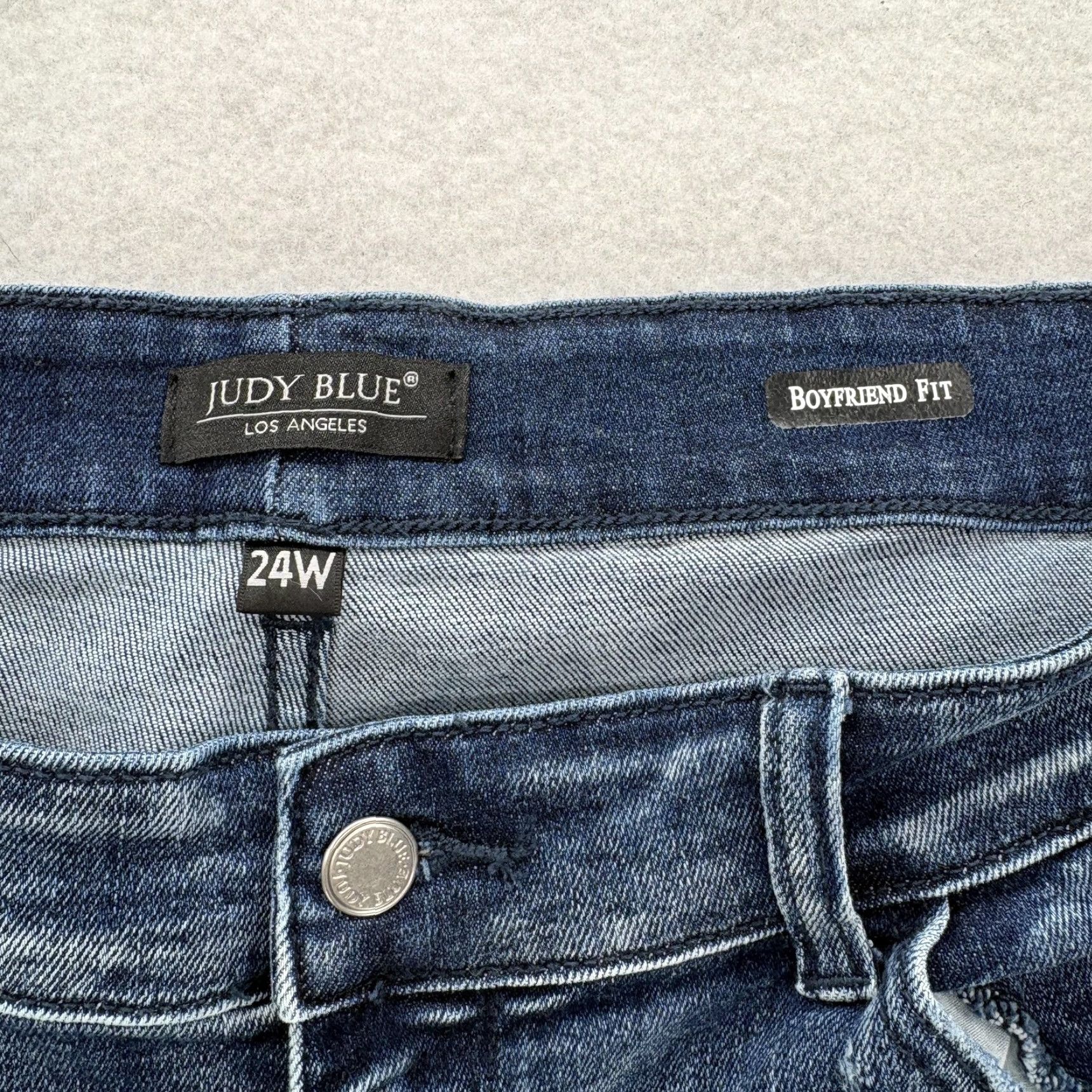 Denime Judy Blue Jeans Womens 24W Blue Boyfriend Fit Distressed Ripped Stretch Denim Jeans Size 42" / US 20 - 5 Thumbnail