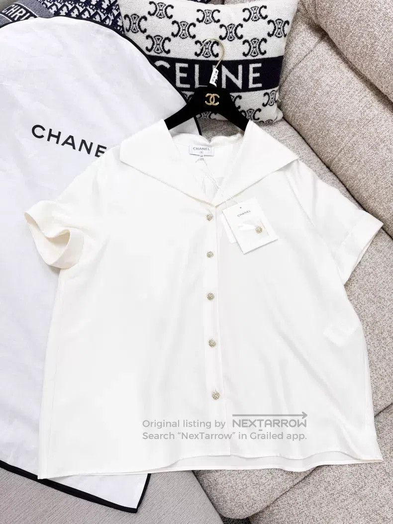 Chanel Chanel Navy collar short-sleeved shirt Size M / US 6-8 / IT 42-44 - 2 Thumbnail