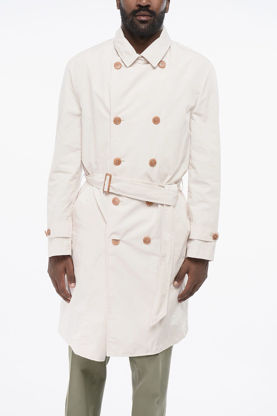 Brunello Cucinelli og1mm0725 Double-breasted Trench Coat in White Size US M / EU 48-50 / 2 - 1 Thumbnail
