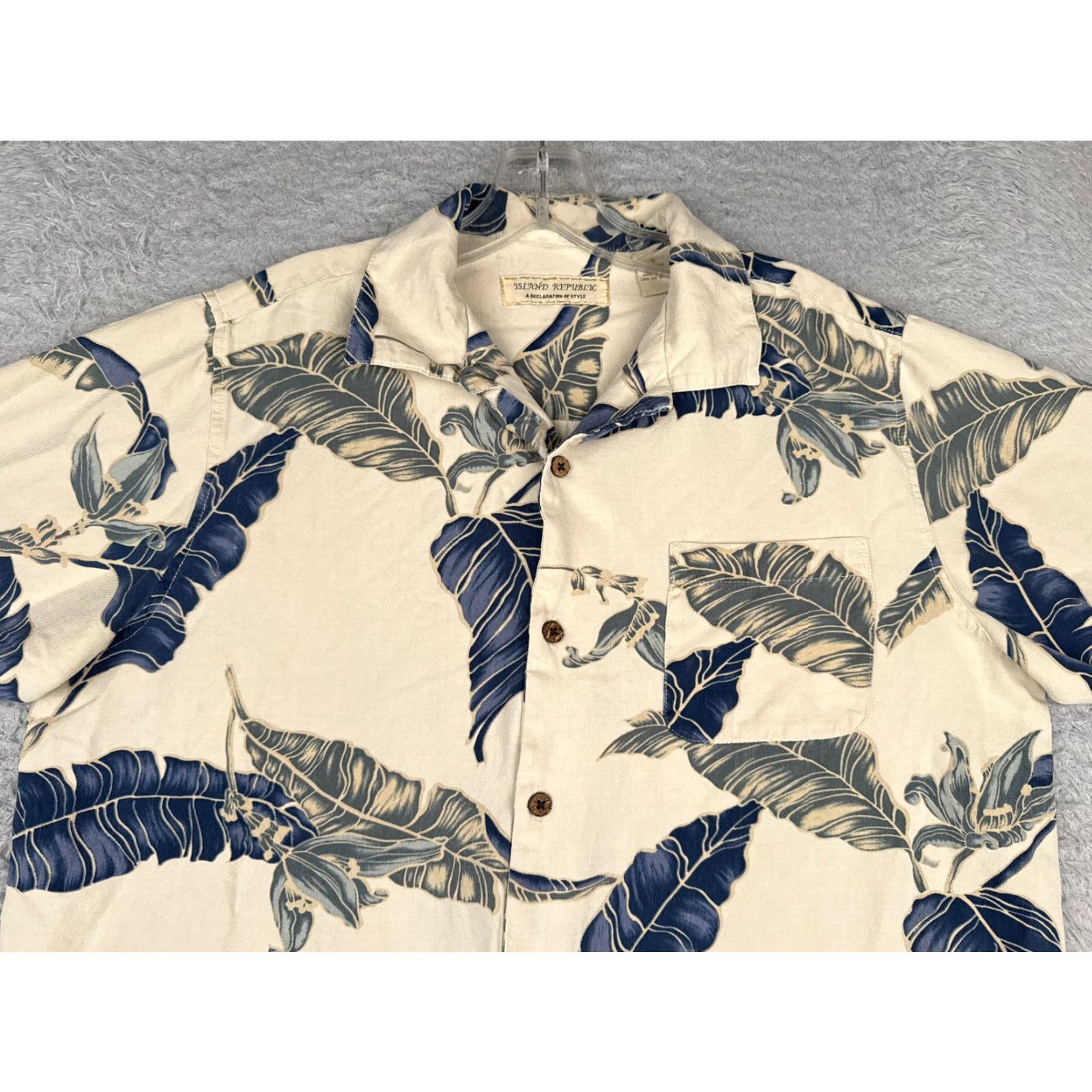 Vintage VINTAGE Island Republic Shirt Men Large Ivory Floral Silk Button-Up Hawaiian READ Size US L / EU 52-54 / 3 - 4 Thumbnail