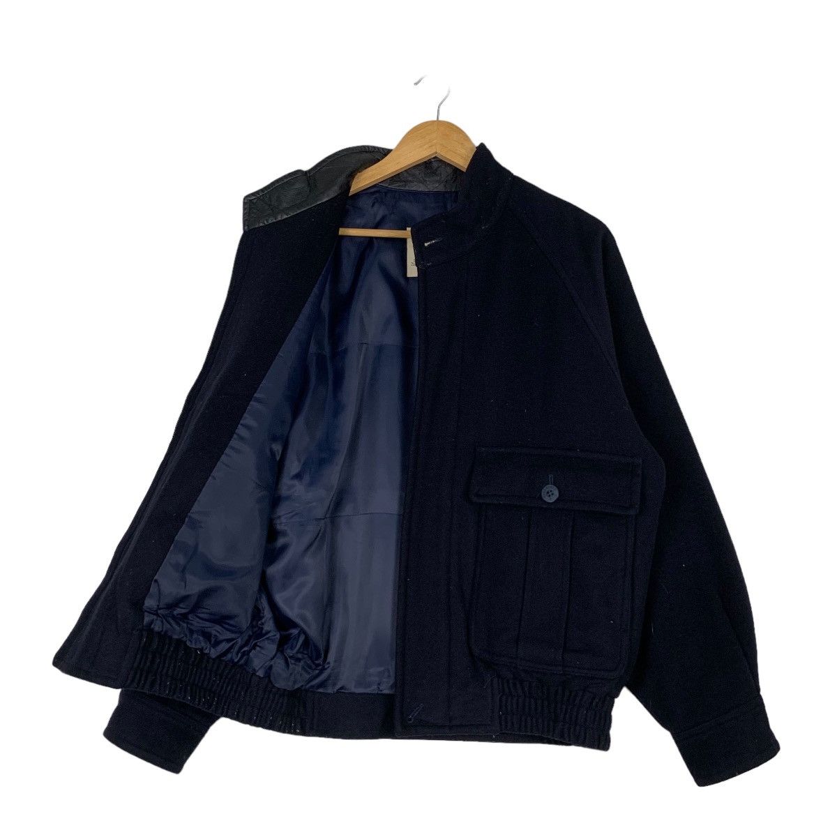 Japanese Brand WOODHOUSE Black Wool Jacket Type A2 #1153-C53 Size US L / EU 52-54 / 3 - 9 Thumbnail