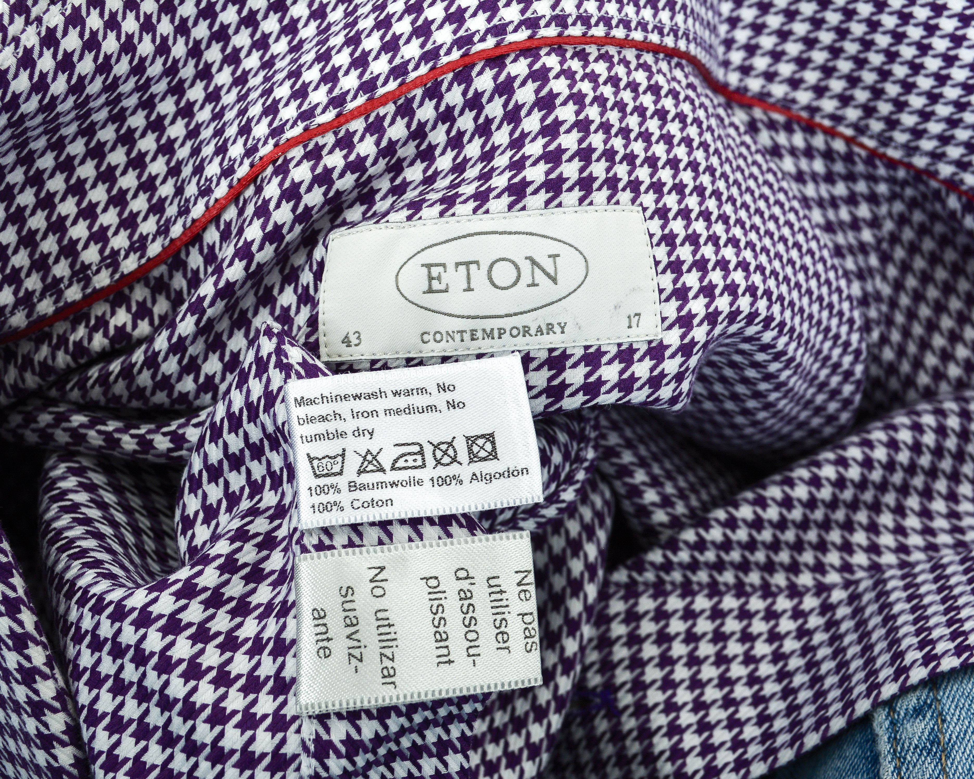 Eton Contemporary Button Formal Shirt 17" Size 43 Long Sleeved Size 42R - 5 Thumbnail