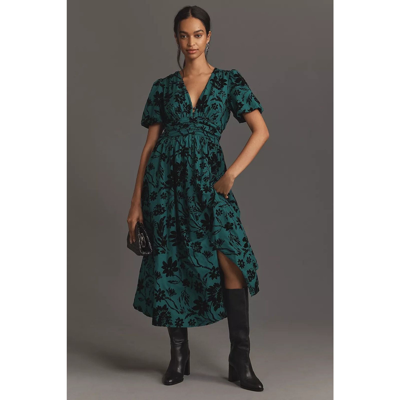 white christmas dresses Maeve Anthropologie Kelly Green Eyelet Lace Midi Dress (2) – The Thrifty  Hippy main image 0
