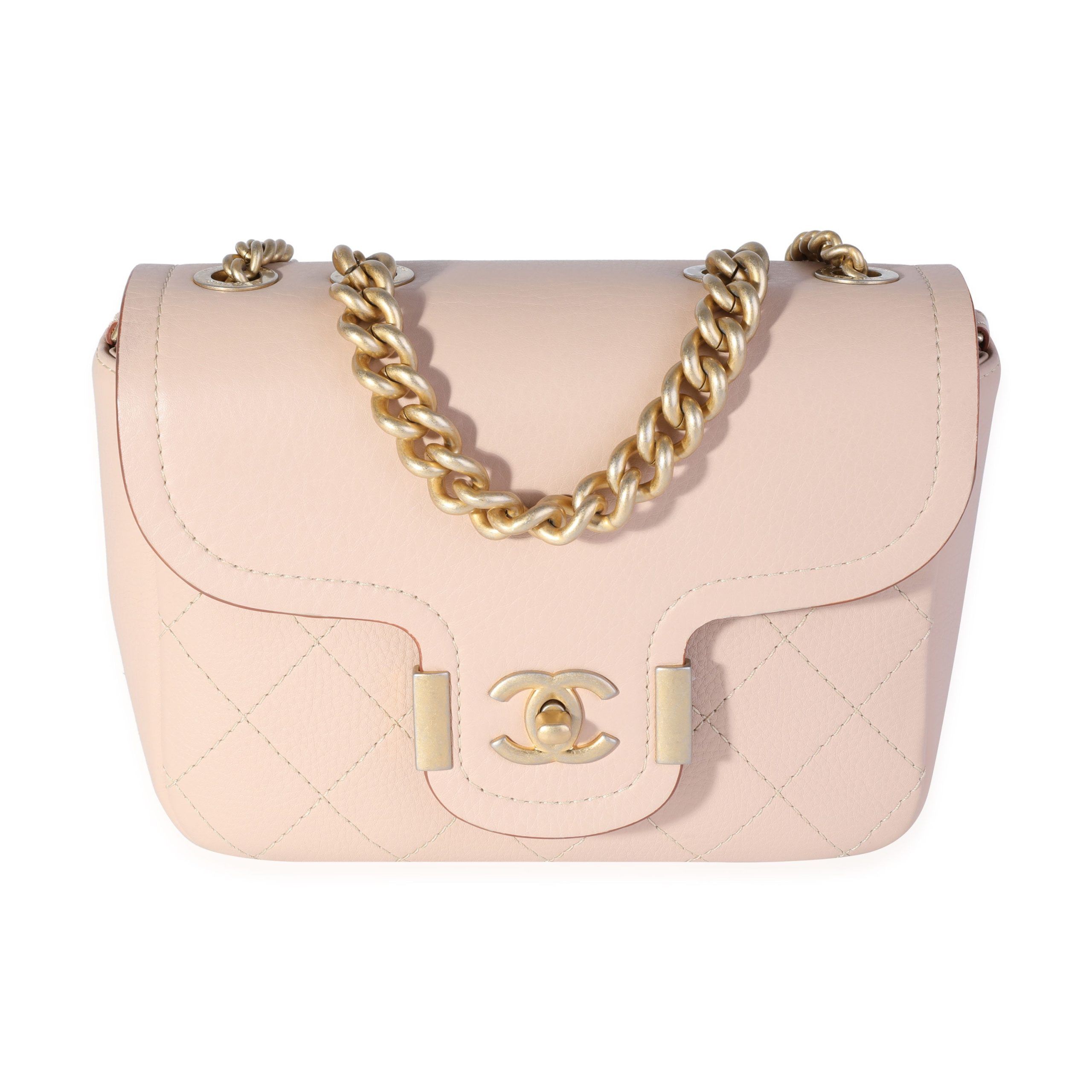 Chanel Beige Grained Calfskin Archi Chic Flap Bag
