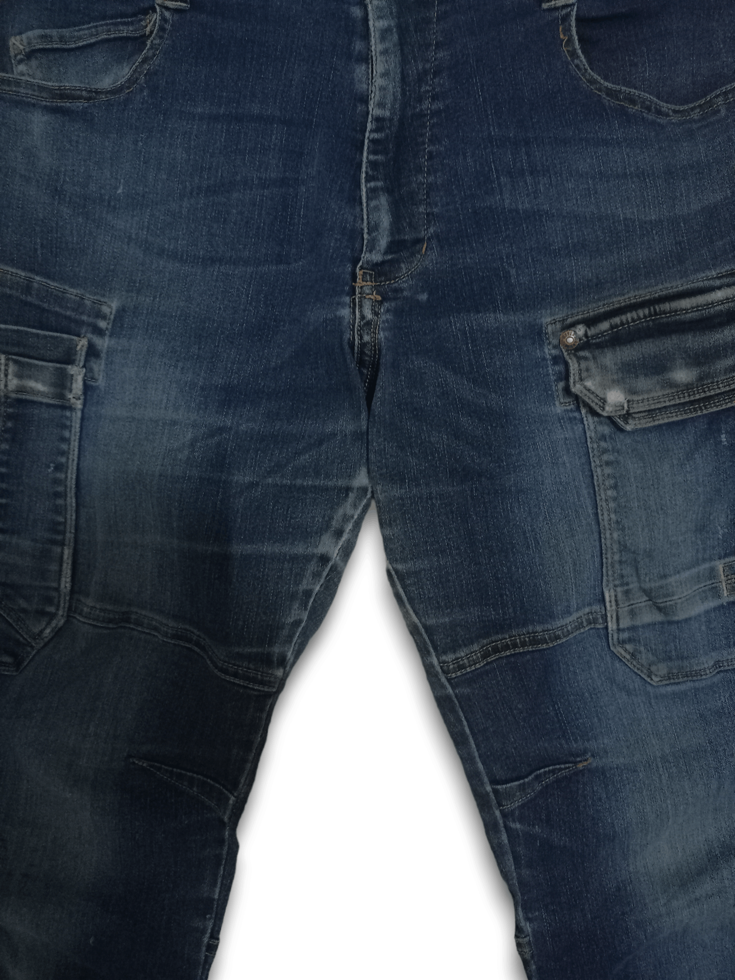 Japanese Brand Vintage Japanese Brand Blue Wash Distressed Cargo Pants Size US 32 / EU 48 - 8 Thumbnail