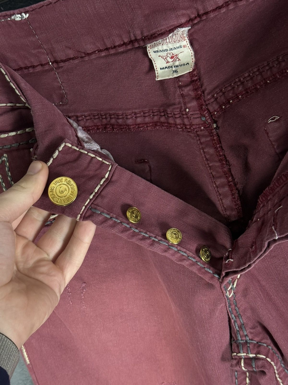 True Religion True Religion Baggy Straight Fit Red Jeans Size US 36 / EU 52 - 12 Thumbnail