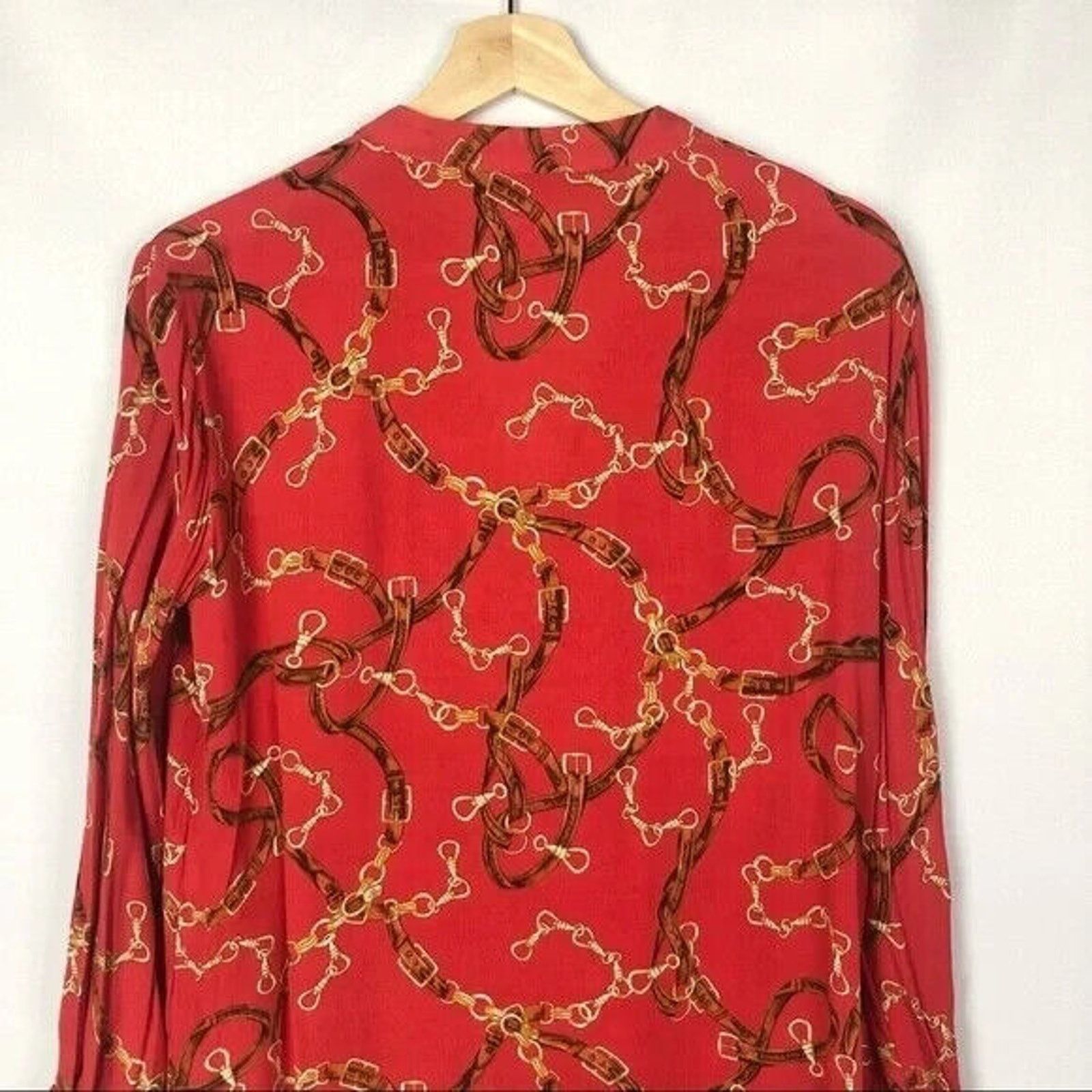 Zara ZARA BASICS EQUESTRIAN PRINT LONG SLEEVE TUNIC SHIRT DRESS L Size L / US 10 / IT 46 - 5 Thumbnail