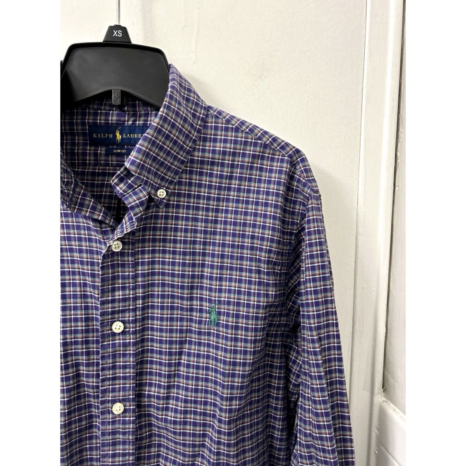 Ralph Lauren Ralph Lauren Shirt Mens Small Purple Plaid Slim Fit Button-Down Green Pony L/S Size US S / EU 44-46 / 1 - 4 Thumbnail