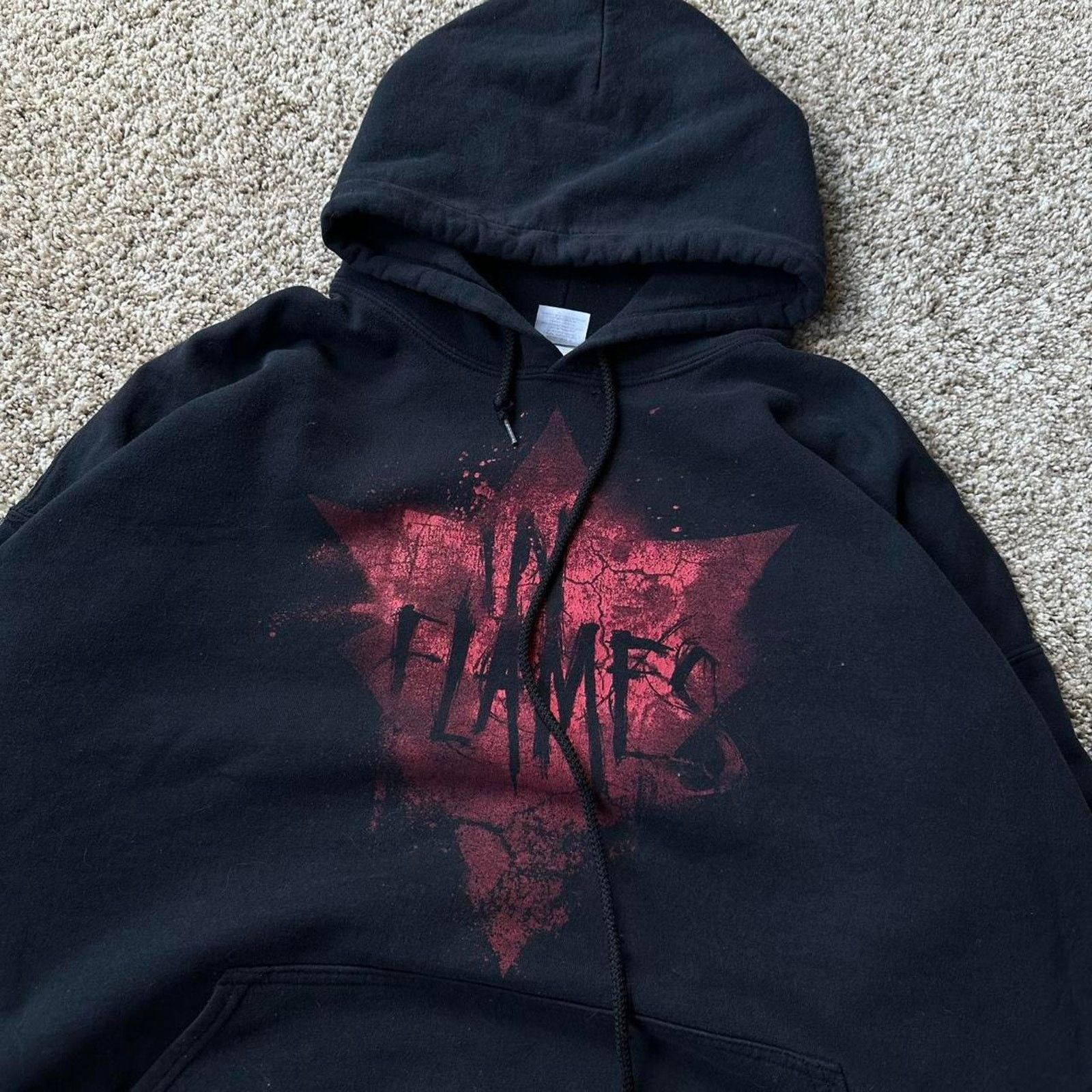 Band Tees × Vintage Vintage Y2K Black Rock In Flames Band Hoodie Sweatshirt Size US XXL / EU 58 / 5 - 3 Thumbnail