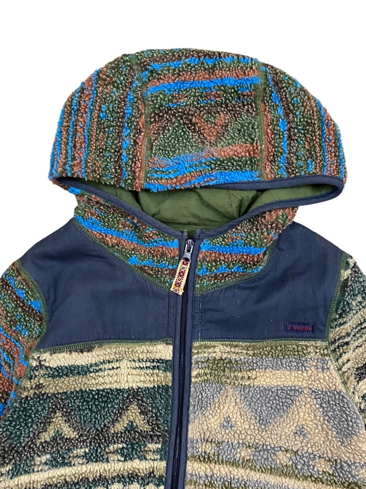Vintage Cube Sugar Vintage Pattern Sherpa Fleece Jacket with Hood Size US M / EU 48-50 / 2 - 4 Thumbnail