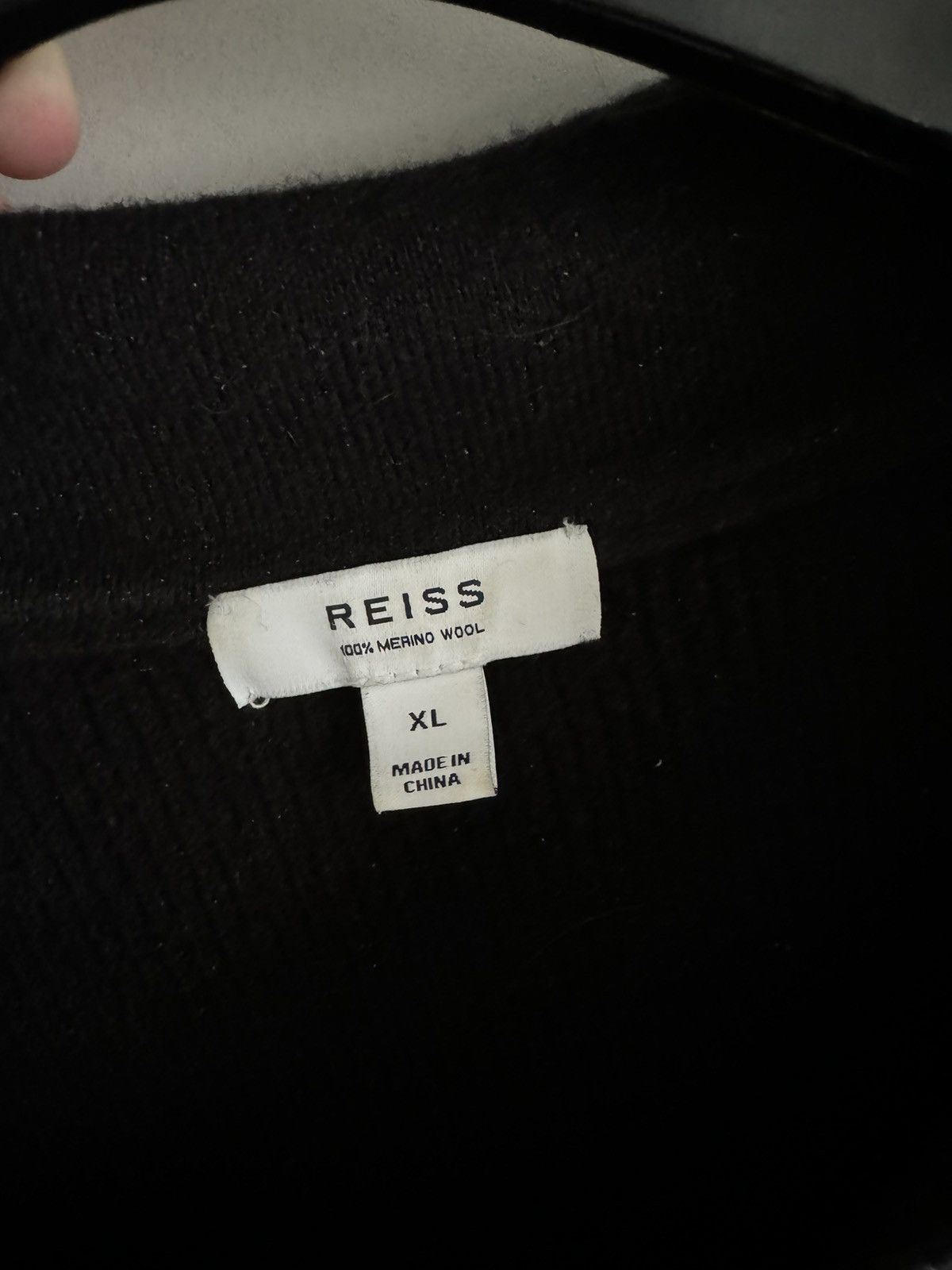 Reiss Black Reiss longsleeve polo in merino wool Size US L / EU 52-54 / 3 - 3 Thumbnail