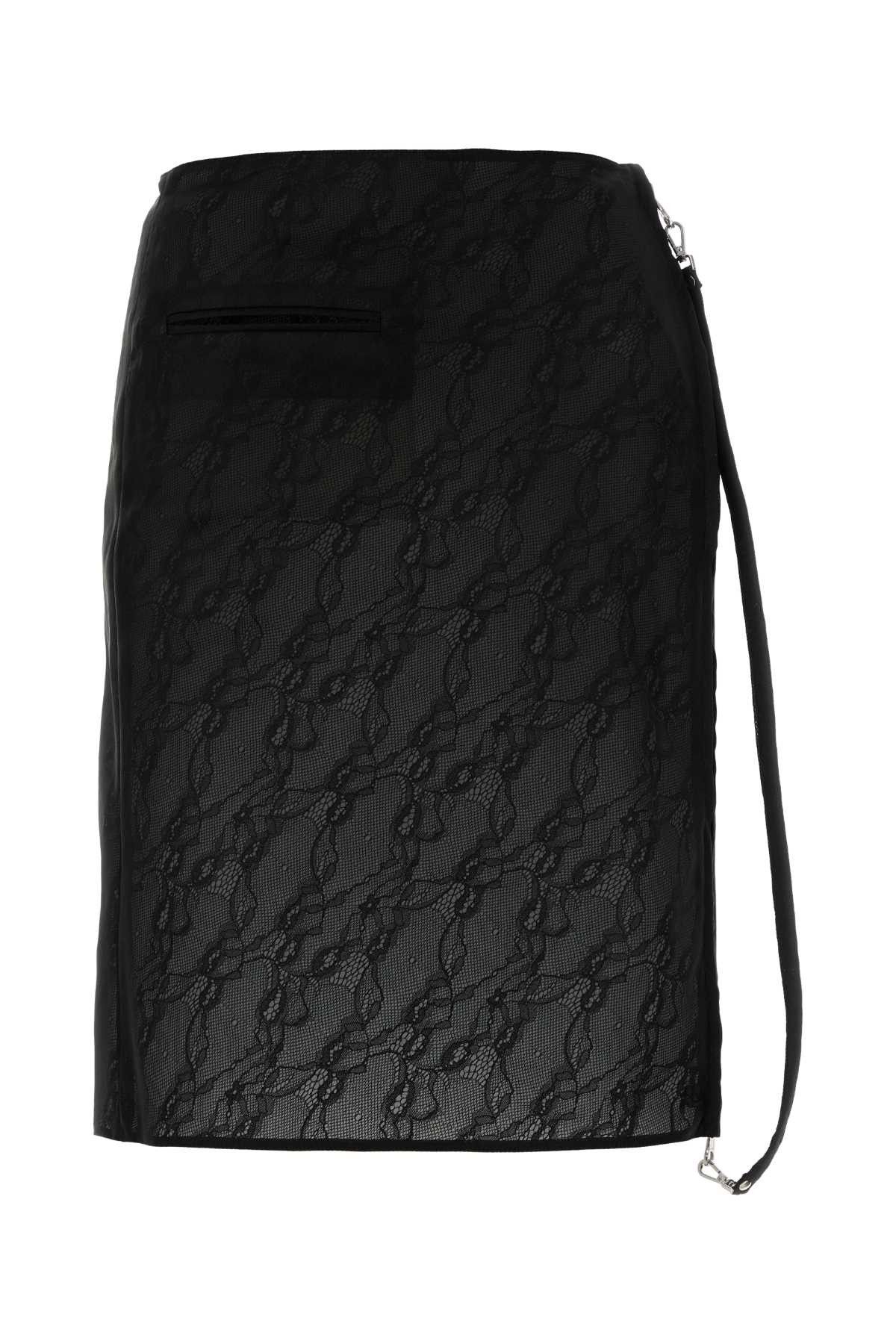 Black Stretch Nylon Blend Skirt