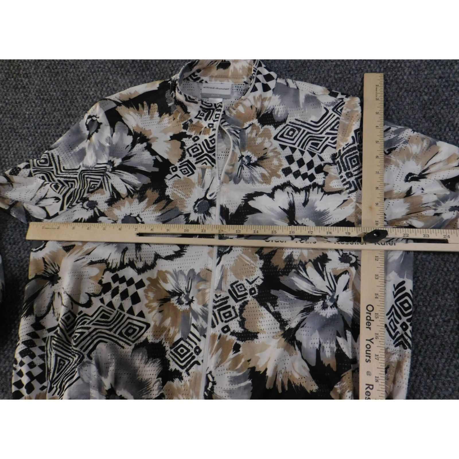 Vintage Alfred Dunner Jacket Womens Petite Medium Floral Zip Up Geometric Pattern Size M / US 6-8 / IT 42-44 - 7 Thumbnail