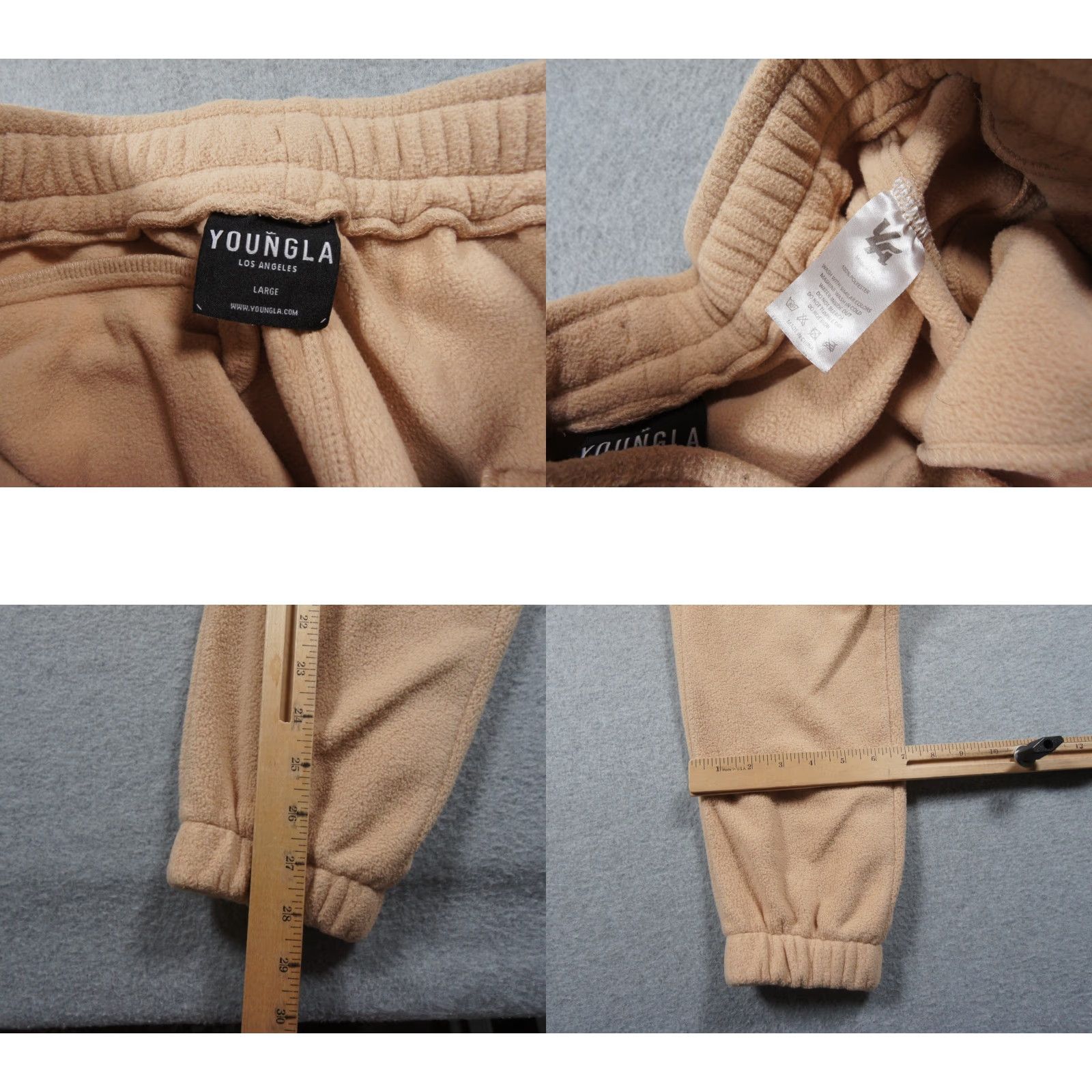 YoungLA Youngla Pants Mens Large Beige Fleece Sweatpants Streetwear Los Angeles Casual Size US 33 - 8 Thumbnail