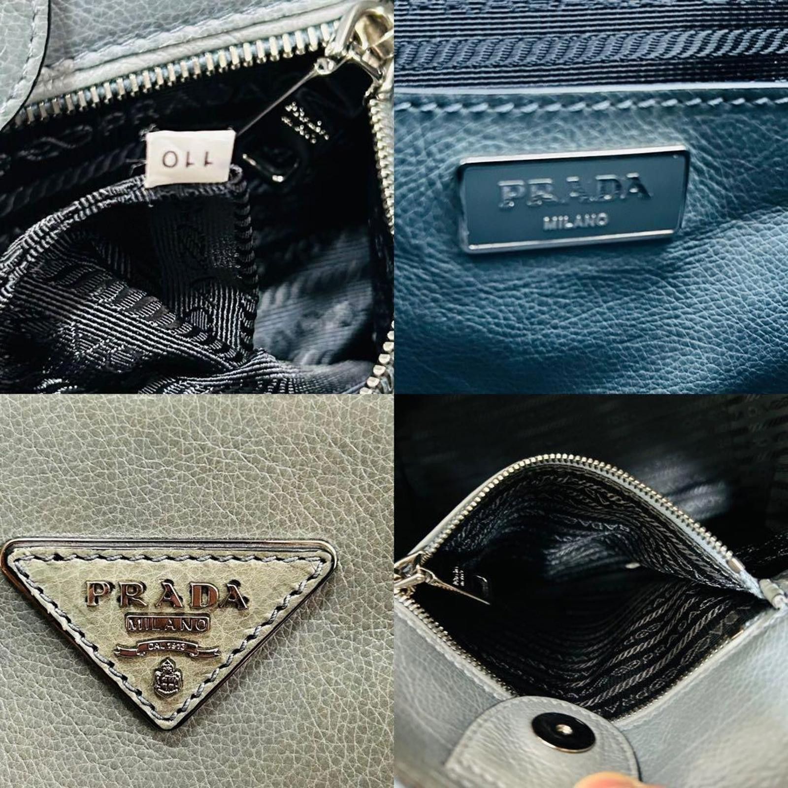 Prada Prada - Grey Leather Tote Bag Size ONE SIZE - 7 Thumbnail