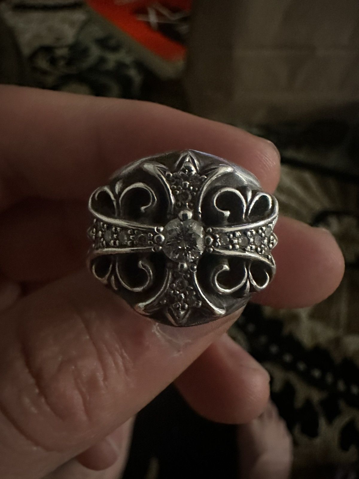 image of Chrome Hearts Pavé Keeper in Silver, Men's