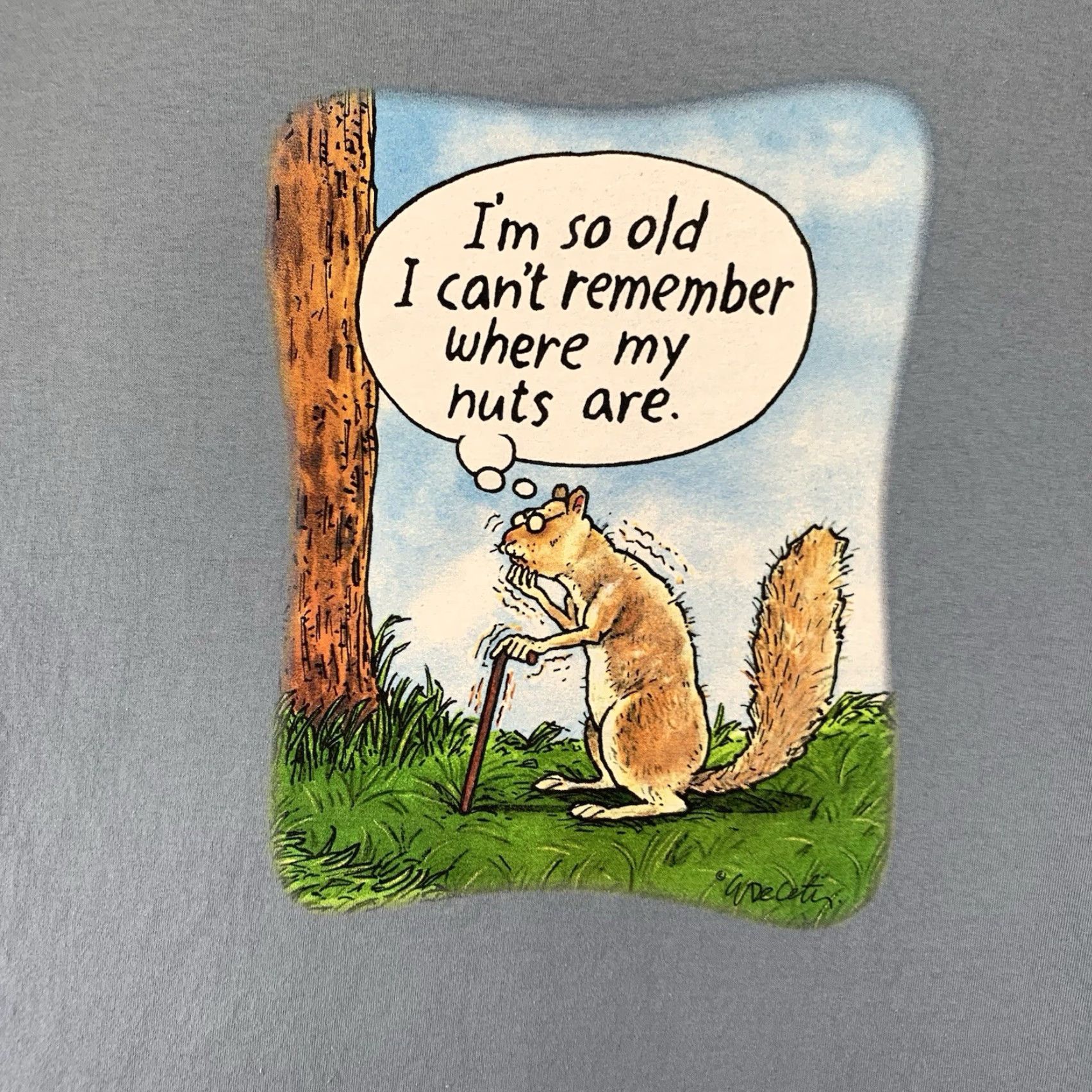 Gildan VINTAGE Gildan Funny Quote Shirt Mens Large Blue Squirrel Graphic Tee 90s Y2K Size US L / EU 52-54 / 3 - 2 Thumbnail
