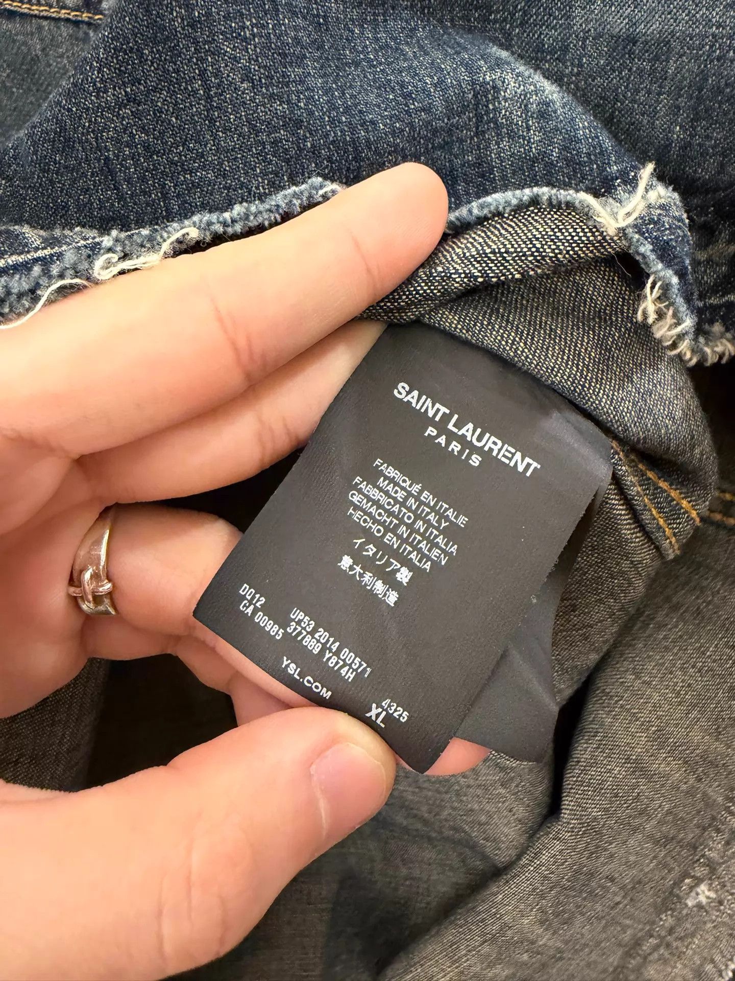 Saint Laurent Paris SLP 15SS Denim V-Neck Studded Western Distressed Shirt Size US XL / EU 56 / 4 - 6 Thumbnail