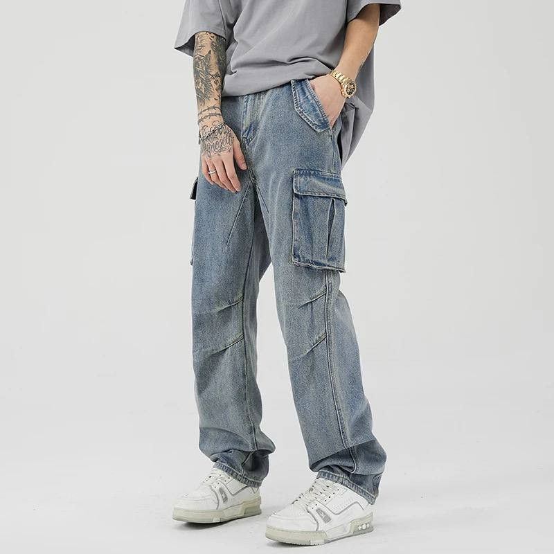 LuminBlaze Baggy Jeans Uomo Y2K Streetwear Vintage Jeans Loose Fit - Foto 7