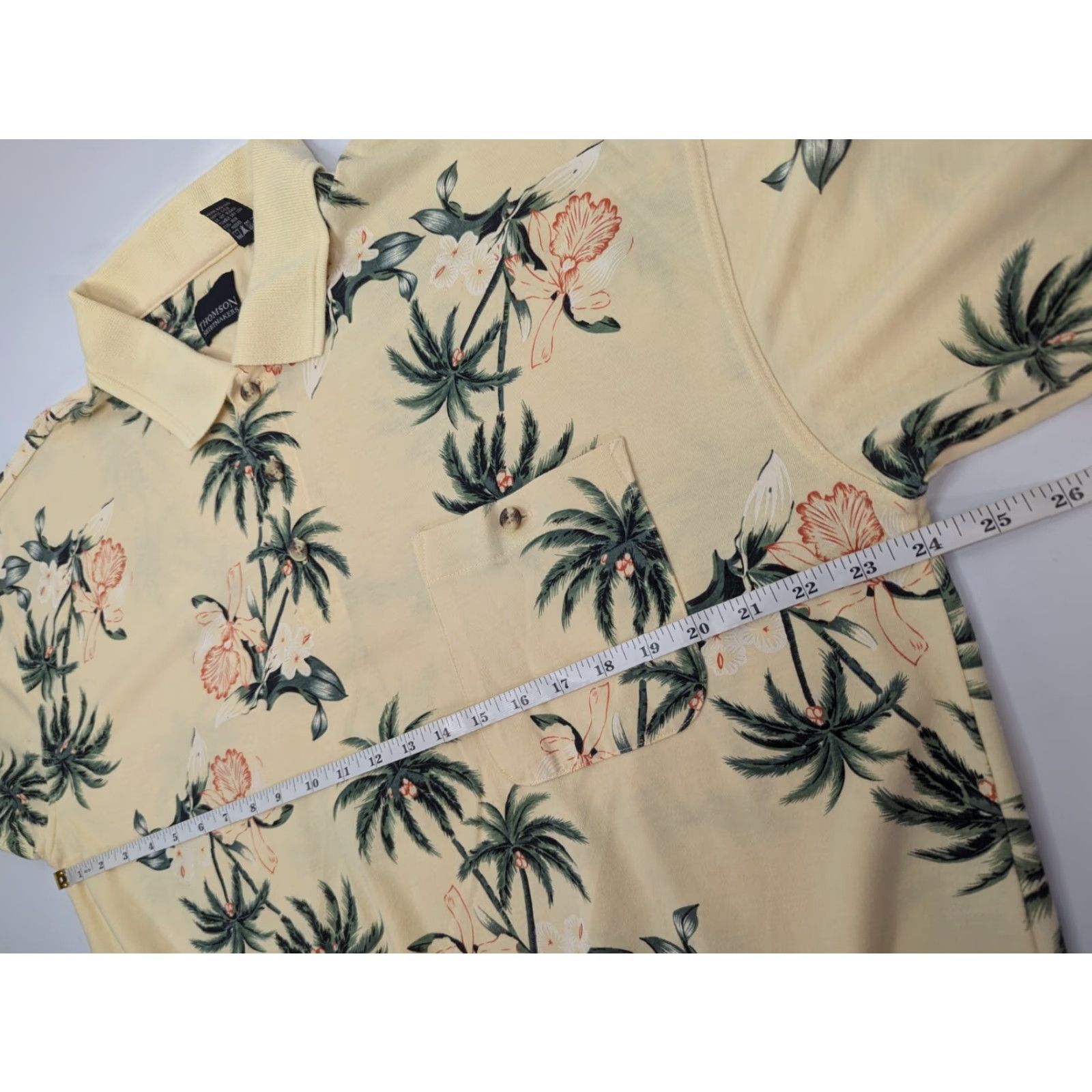Vintage Thomson Shirtmakers Polo Shirt Yellow 2XL Short Sleeve Floral Tropical Print Men Shirts Slim Fit Casual Polo Shirt Size US XXL / EU 58 / 5 - 5 Thumbnail