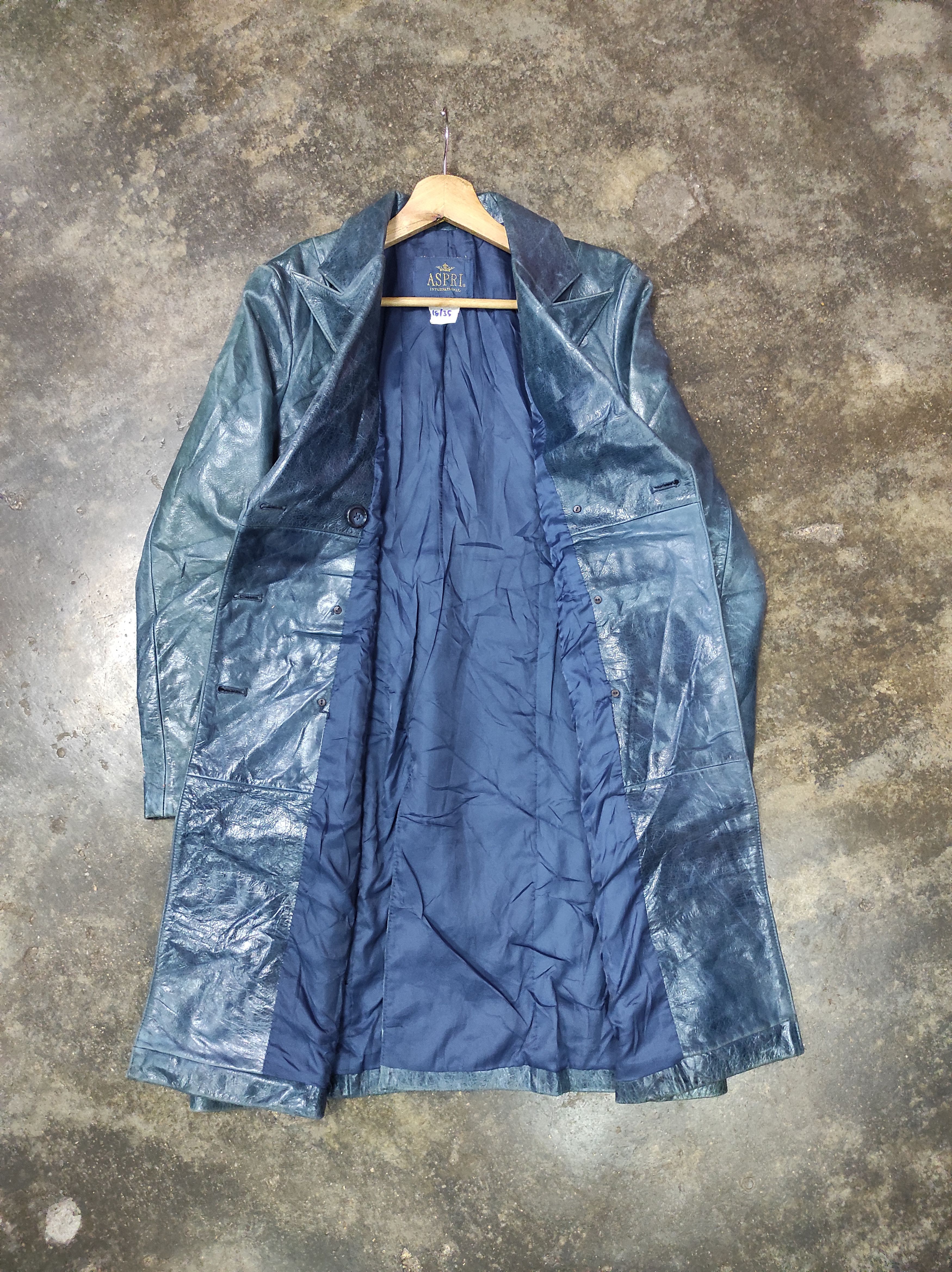 Genuine Leather ASPRI DOUBLE BREASTED LEATHER COAT OVERCOAT LONG JACKET Size L / US 10 / IT 46 - 3 Thumbnail