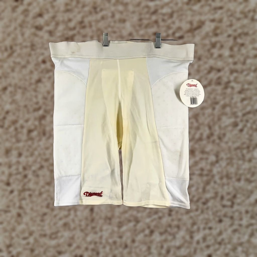 Vintage VINTAGE Diamond Sliding Shorts Adult XL White Padded US Made Compression Sports Size US 36 / EU 52 - 1 Thumbnail