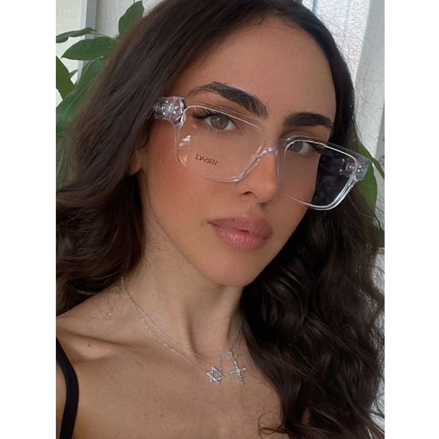 image of New Versace Ve3346 Clear Squared Unisex Frames in Silver, Men's
