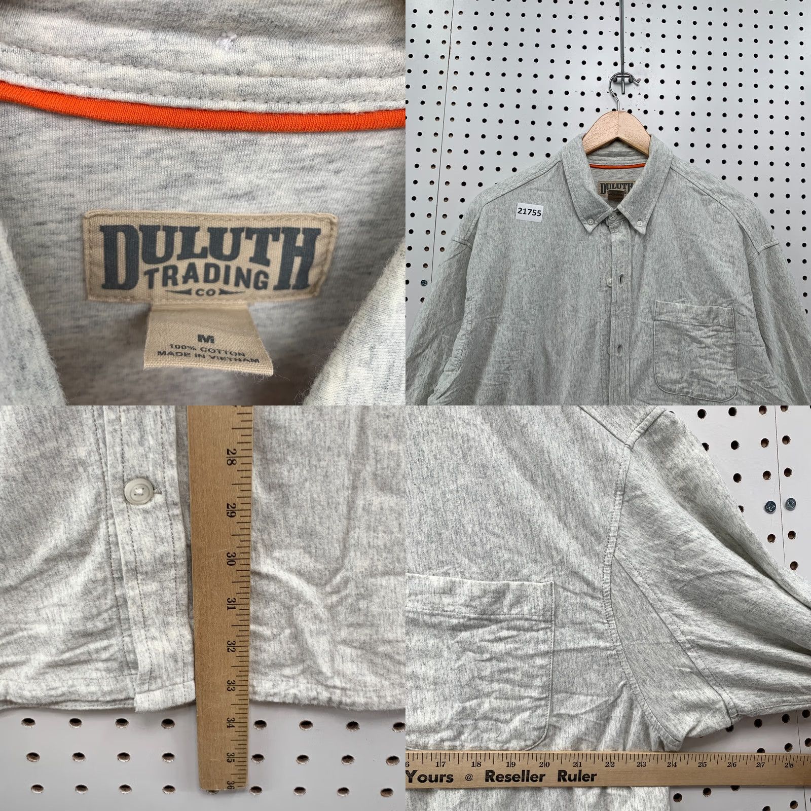 Duluth Trading Company Duluth Trading Company Button-Down Shirt Gray 100% Cotton Mens M Pocket Button-Up Shirt Size US M / EU 48-50 / 2 - 8 Thumbnail