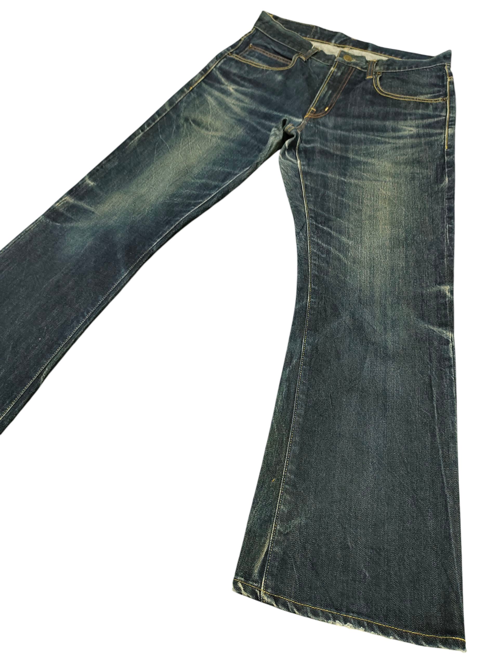 Flare Jeans Blue Blue Japan Indigo Clawmark Denim Bootcut