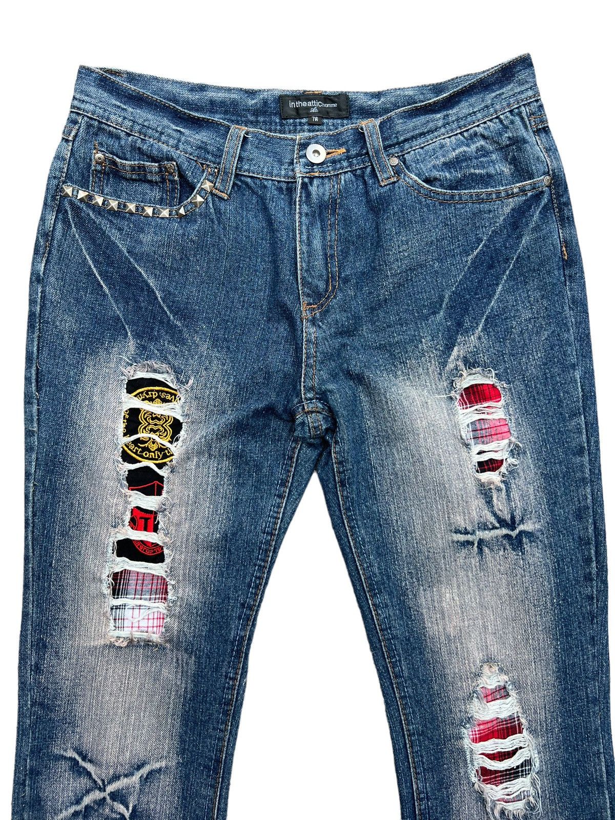 In The Attic In The Attic Distressed Patchwork Straight Denim Jeans 30x31 Size US 30 / EU 46 - 3 Thumbnail