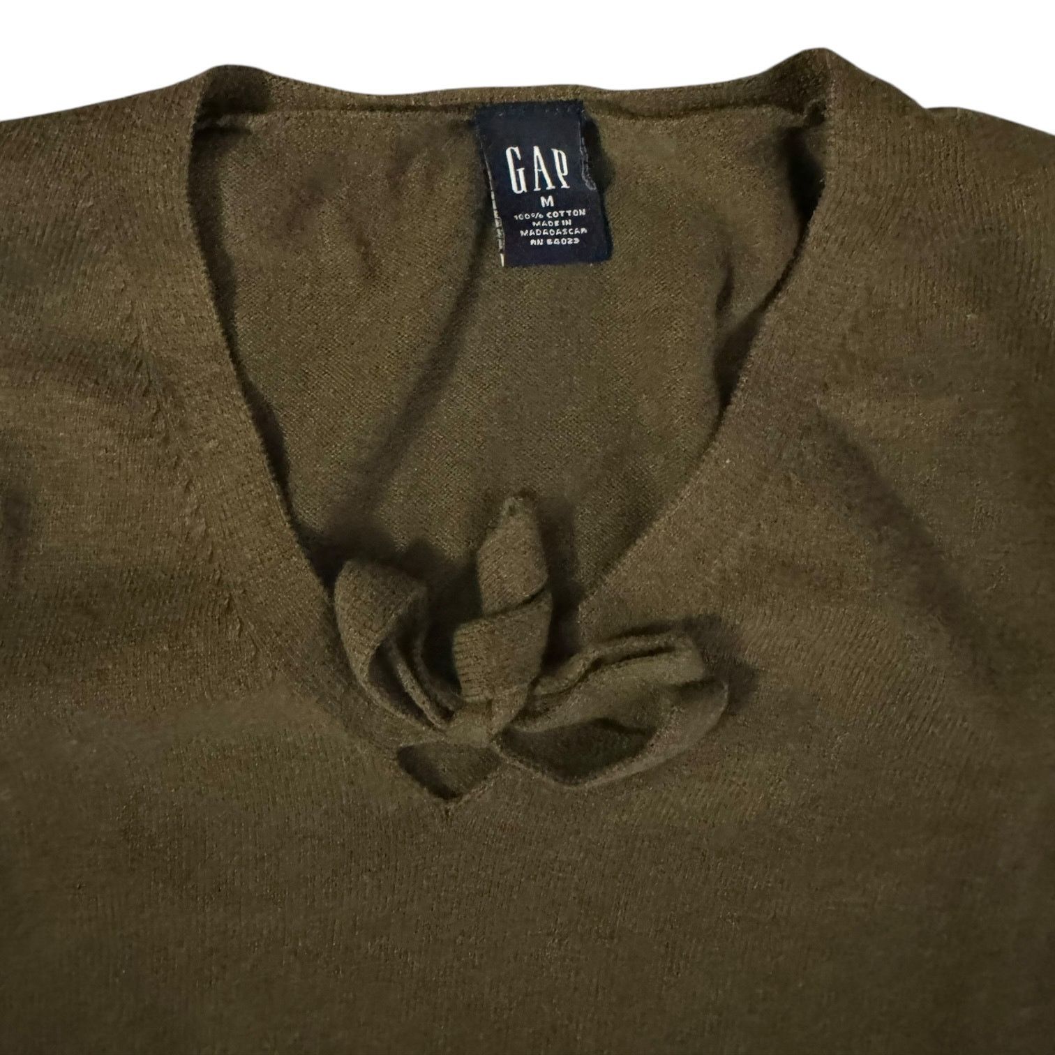 Gap GAP Dark Green Sweater Cropped with V-Neck Bow Accent Medium Size M / US 6-8 / IT 42-44 - 2 Thumbnail