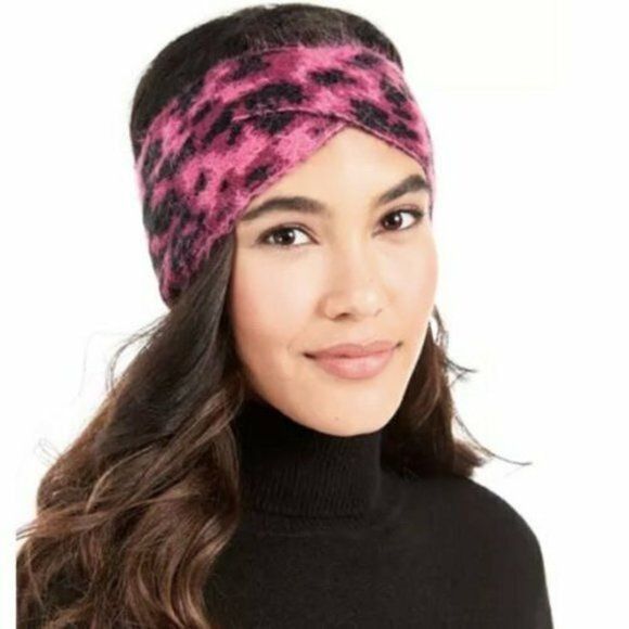 DKNY DKNY Fuzzy Animal Print Knit Twist Headband Size ONE SIZE - 1 Thumbnail