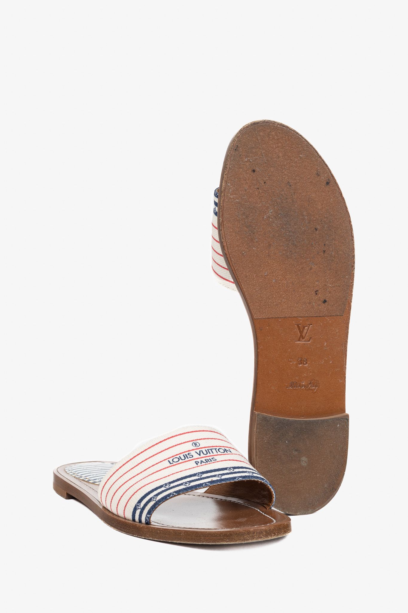 Louis Vuitton Louis Vuitton Escale Lock It Striped Flat Mule Sandals Size US 7.5 / IT 37.5 - 5 Thumbnail