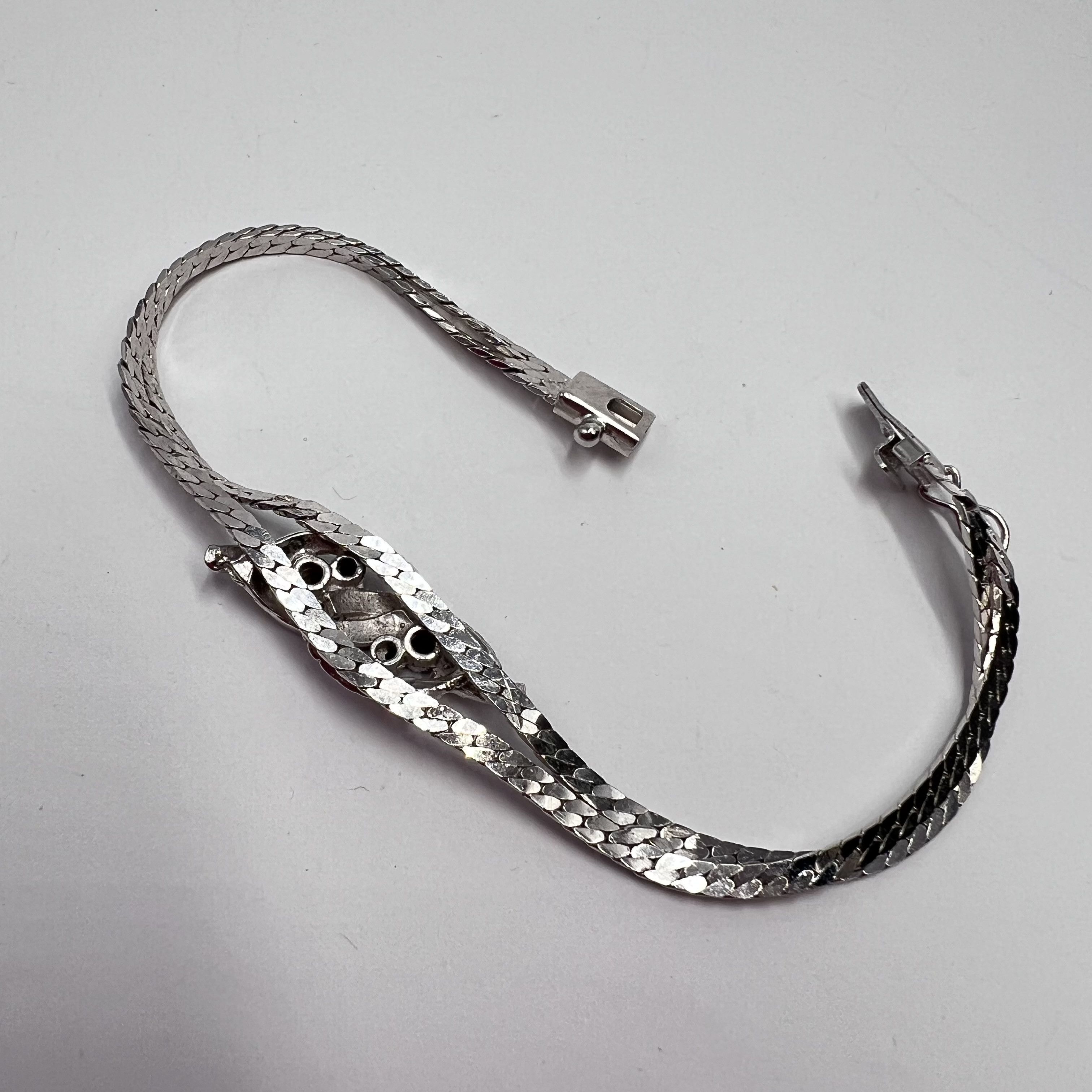 Vintage Vintage Silver 835 Bracelet with Four Natural Stones Size ONE SIZE - 5 Thumbnail