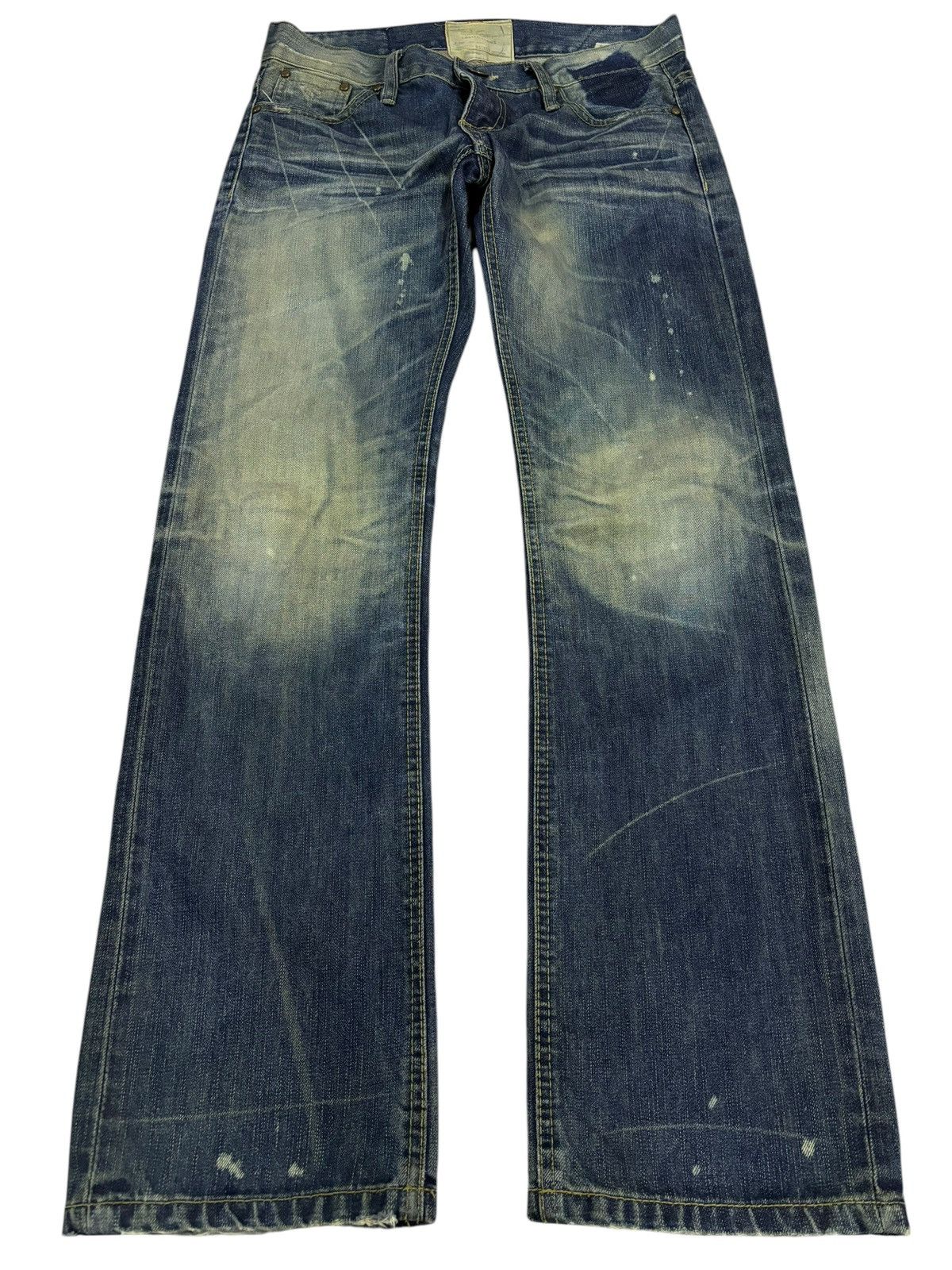 Japanese Brand × Vintage Vintage Lolita Faded Mud Washed Paint Slash Jeans Size 31" - 1 Thumbnail