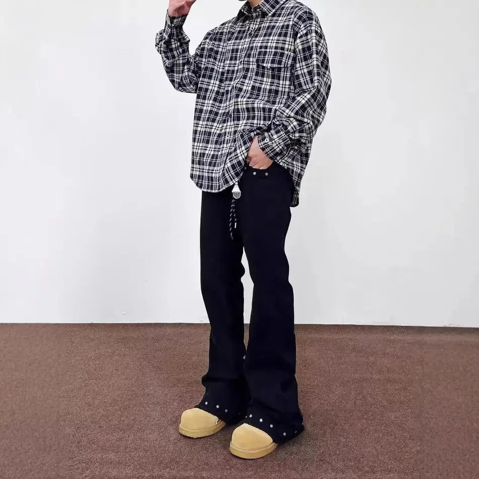 Japanese Brand Retro loose high street micro flared jeans Size US 32 / EU 48 - 2 Thumbnail