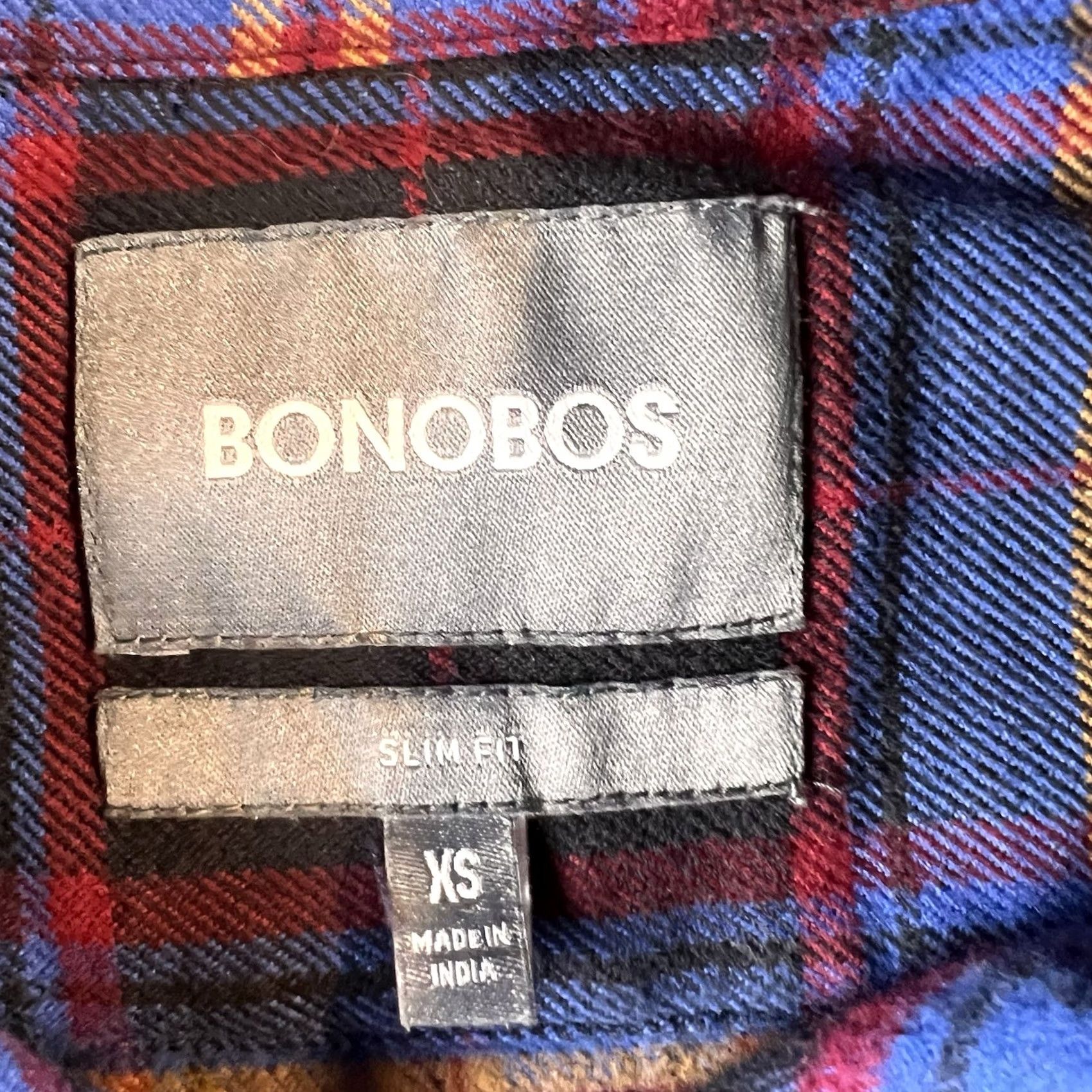 Bonobos Bonobos Shirt Mens XS Flannel Plaid Button-Up Long Sleeve Casual Workwear Farm Barn Modern Slim Fit Multicolor Cotton Size US XS / EU 42 / 0 - 5 Thumbnail