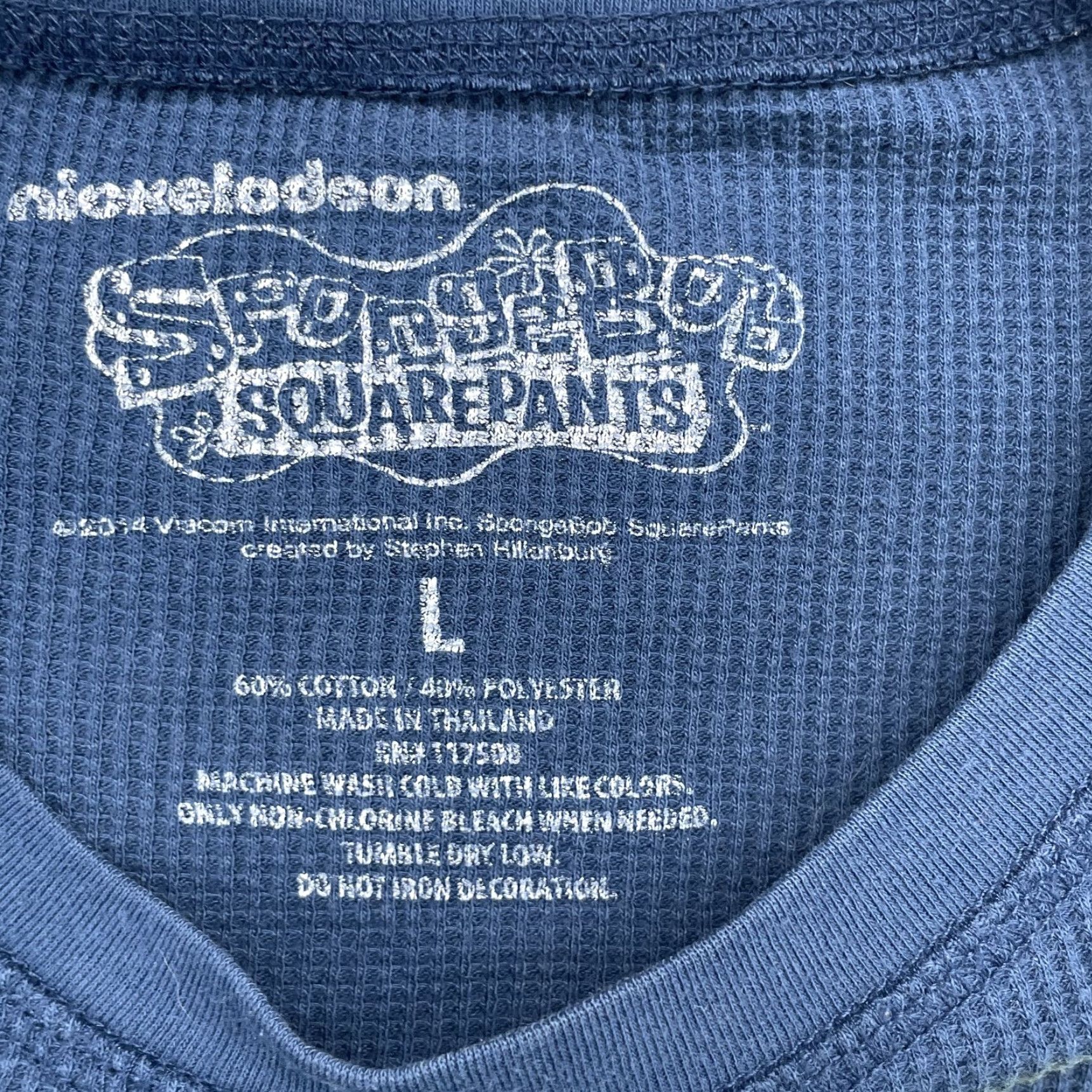 Nickelodeon Nickelodeon Sponge Bob Square Pants T-Shirt Men's Large Blue Waffle Thermal Y2K Retro Graphic Print Shirt Size US L / EU 52-54 / 3 - 4 Thumbnail