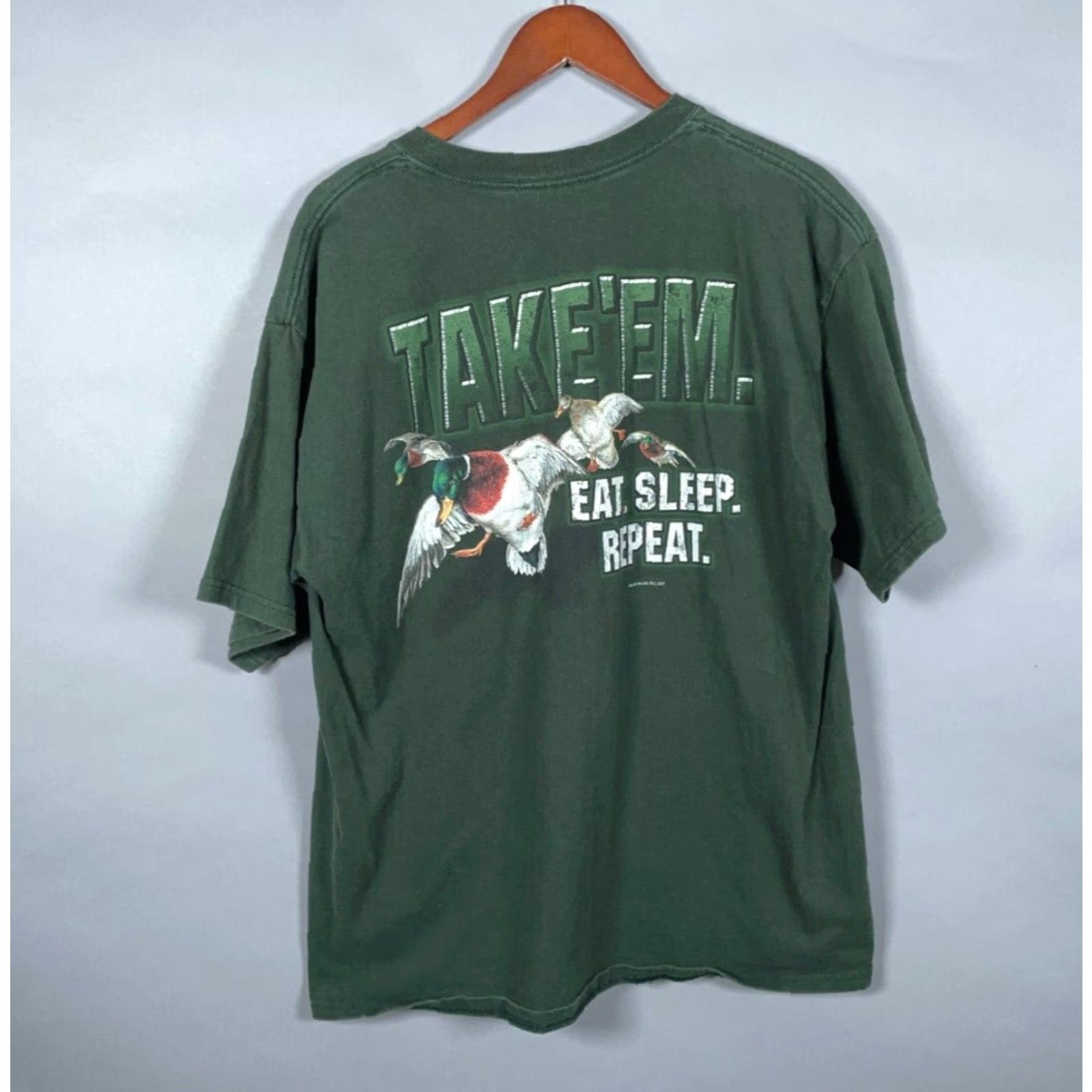 Gildan VINTAGE Gildan Duck Hunting T-Shirt Adult XL Dark Green Double-Sided Graphic Print 2003 Mens Size US XL / EU 56 / 4 - 3 Thumbnail