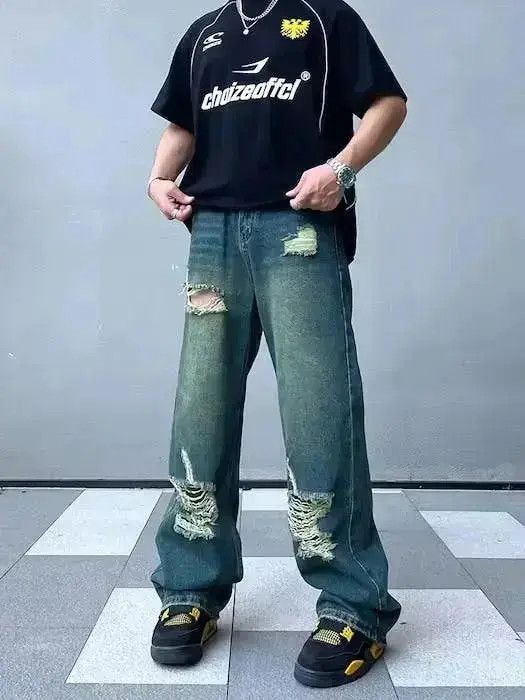 Japanese Brand Distressed Baggy Flared Denim Jeans Size US 30 / EU 46 - 1 Thumbnail