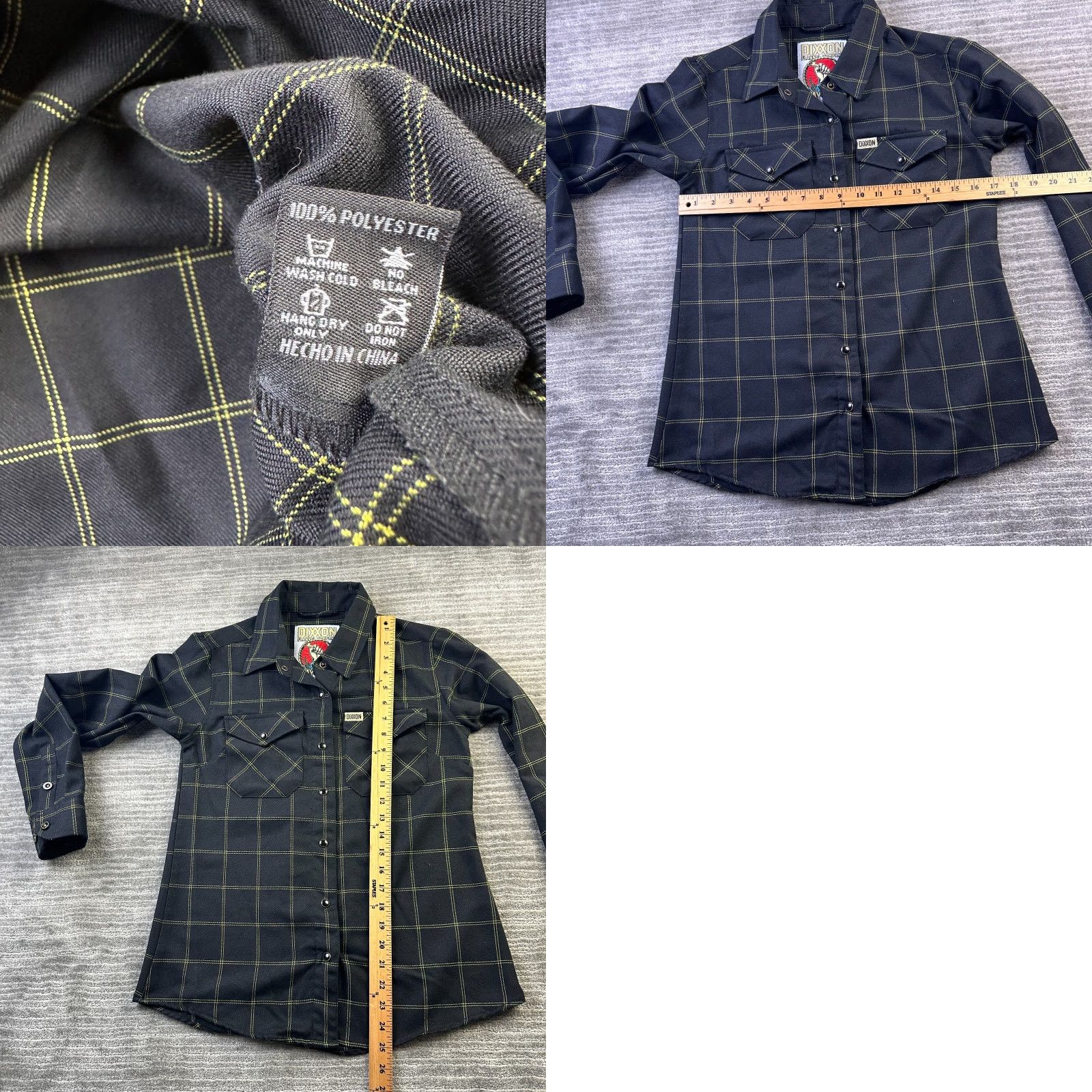 Vintage Dixxon Flannel Shirt Womens Medium Gray Yellow Plaid Snap Casual Shirt, Button-Up, Long Sleeve, VINTAGE? No, Regular Fit, Pocketed, 100% Polyester Size M / US 6-8 / IT 42-44 - 8 Thumbnail
