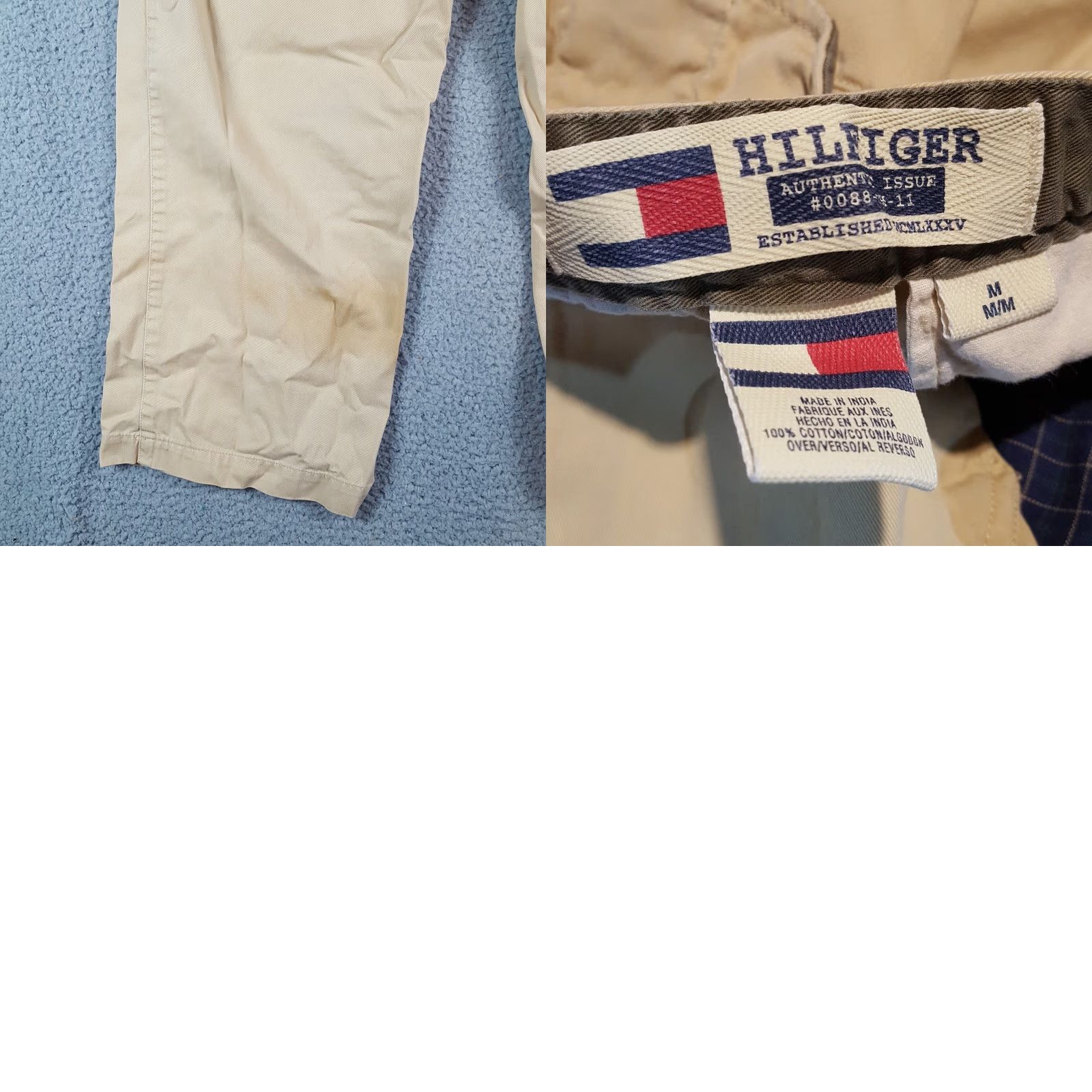 Tommy Hilfiger VINTAGE Y2K Tommy Hilfiger Baggy Cargo Khakis Size M 36x30 Khaki Army 00s Pants Size US 31 - 9 Thumbnail